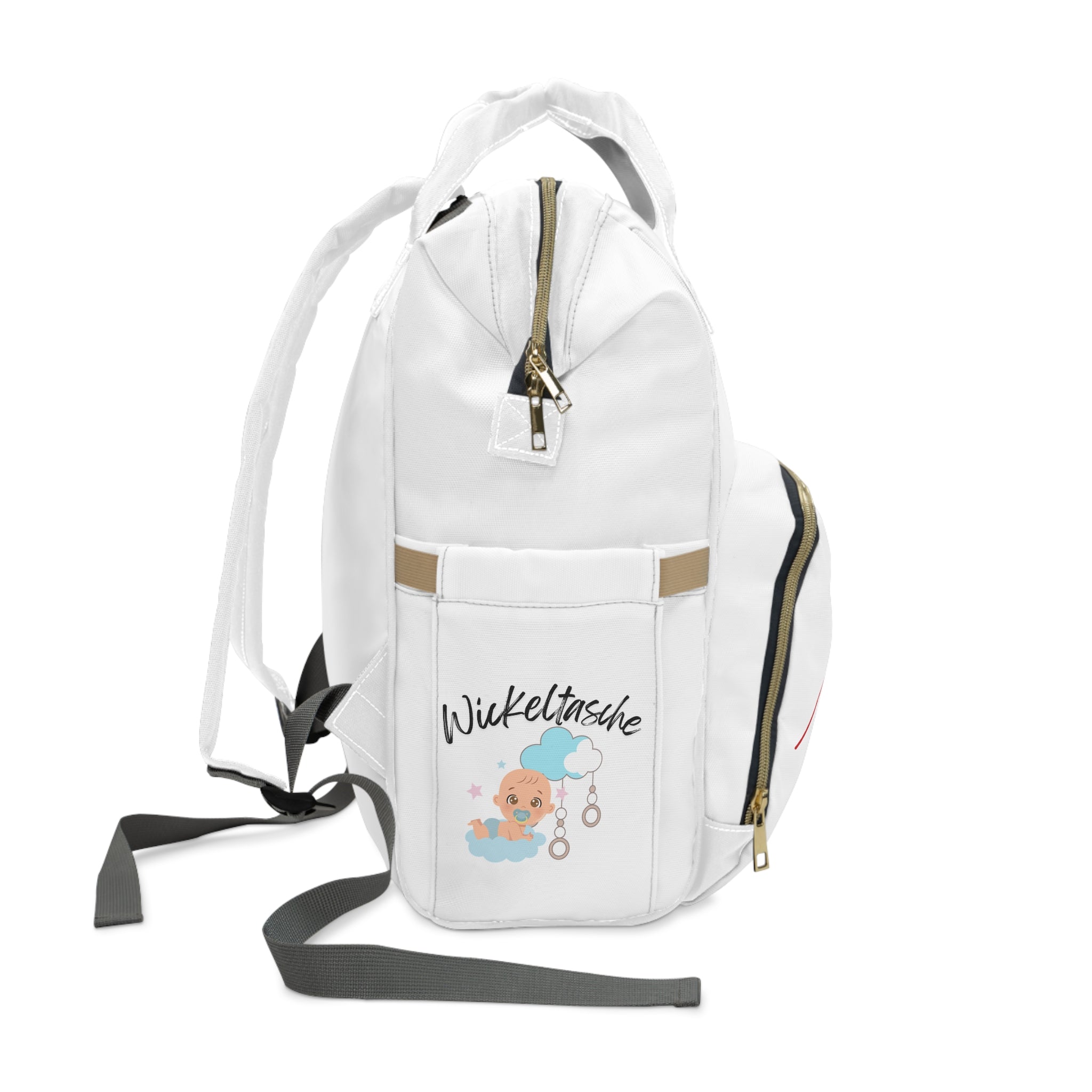 Love You Wickelrucksack – Stylische & funktionelle Babytasche für Eltern in Weiß Seitenansicht