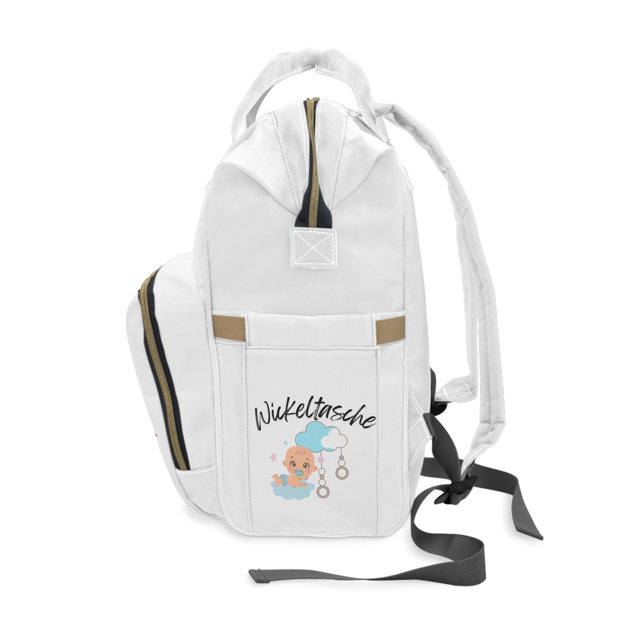 Love You Wickelrucksack – Stylische & funktionelle Babytasche für Eltern in Weiß Seitenansicht