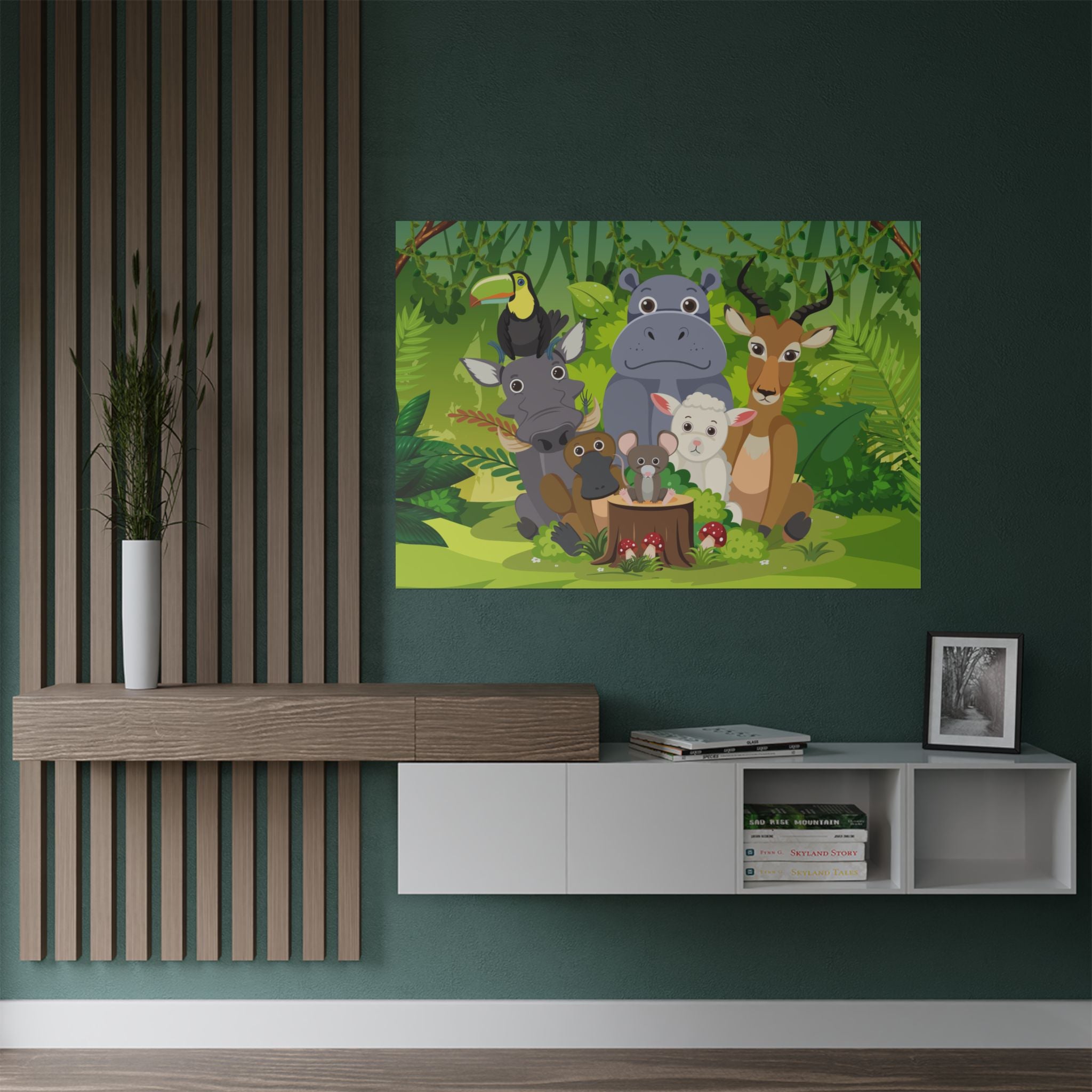 Naturinspirierte Tier-Satin-Poster, Kinderzimmer Dekor über die Anrichte