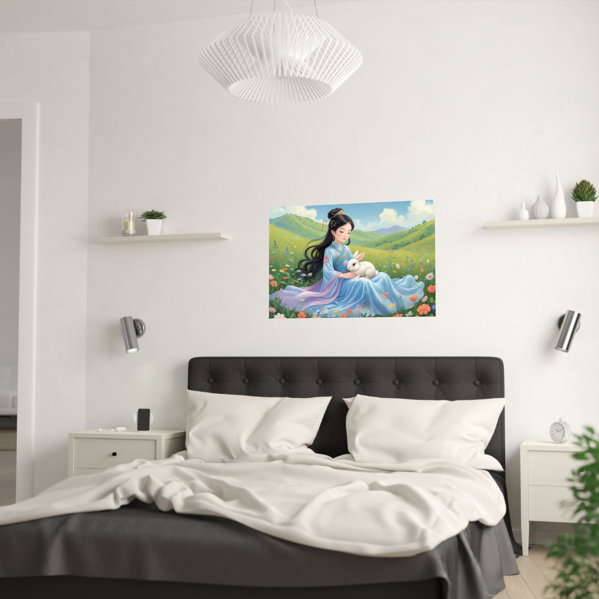 Zauberhaftes Satin Poster, Wunderschöner Kunstdruck über das Bett