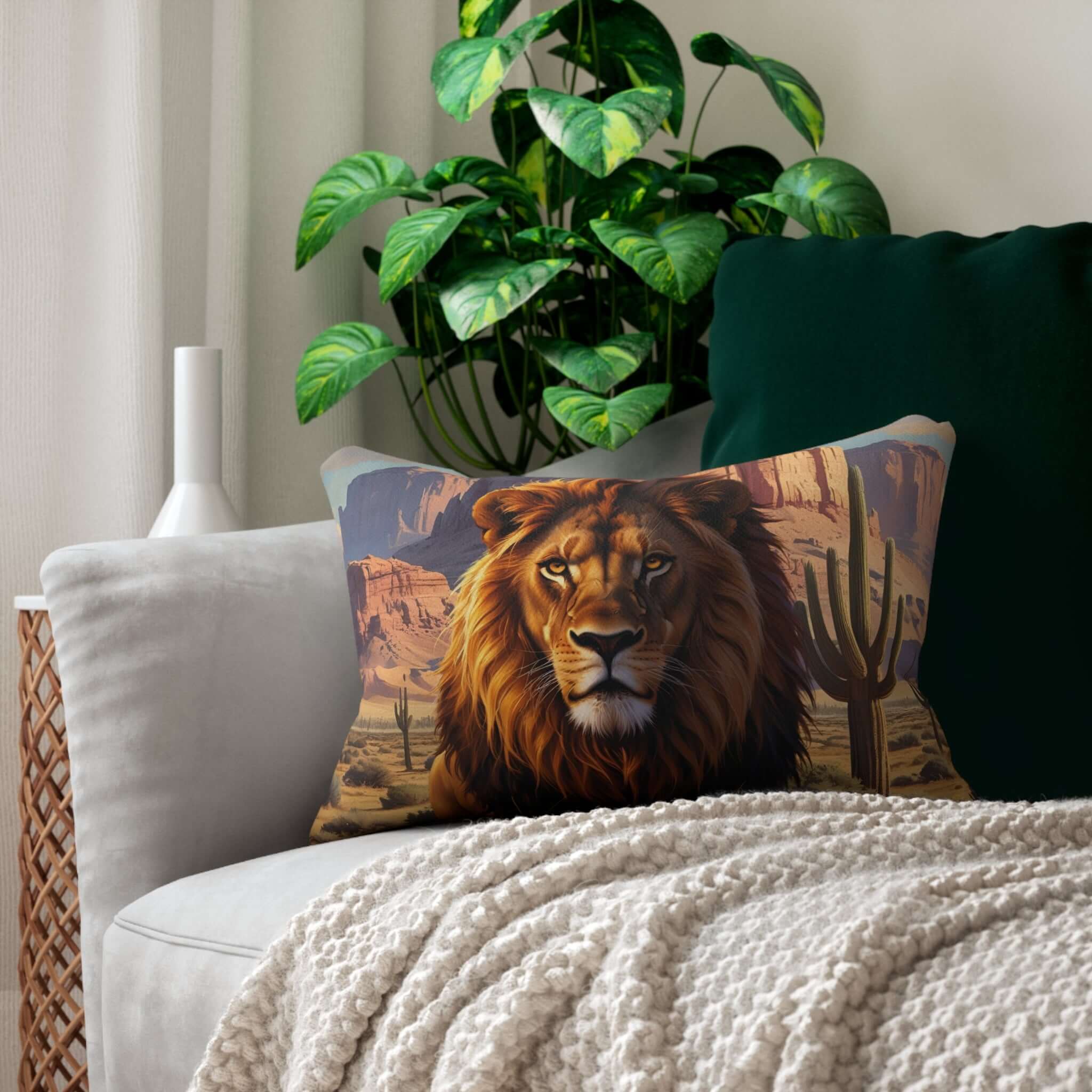 Details für Lendenkissen mit Löwen-Wüstenmotiv