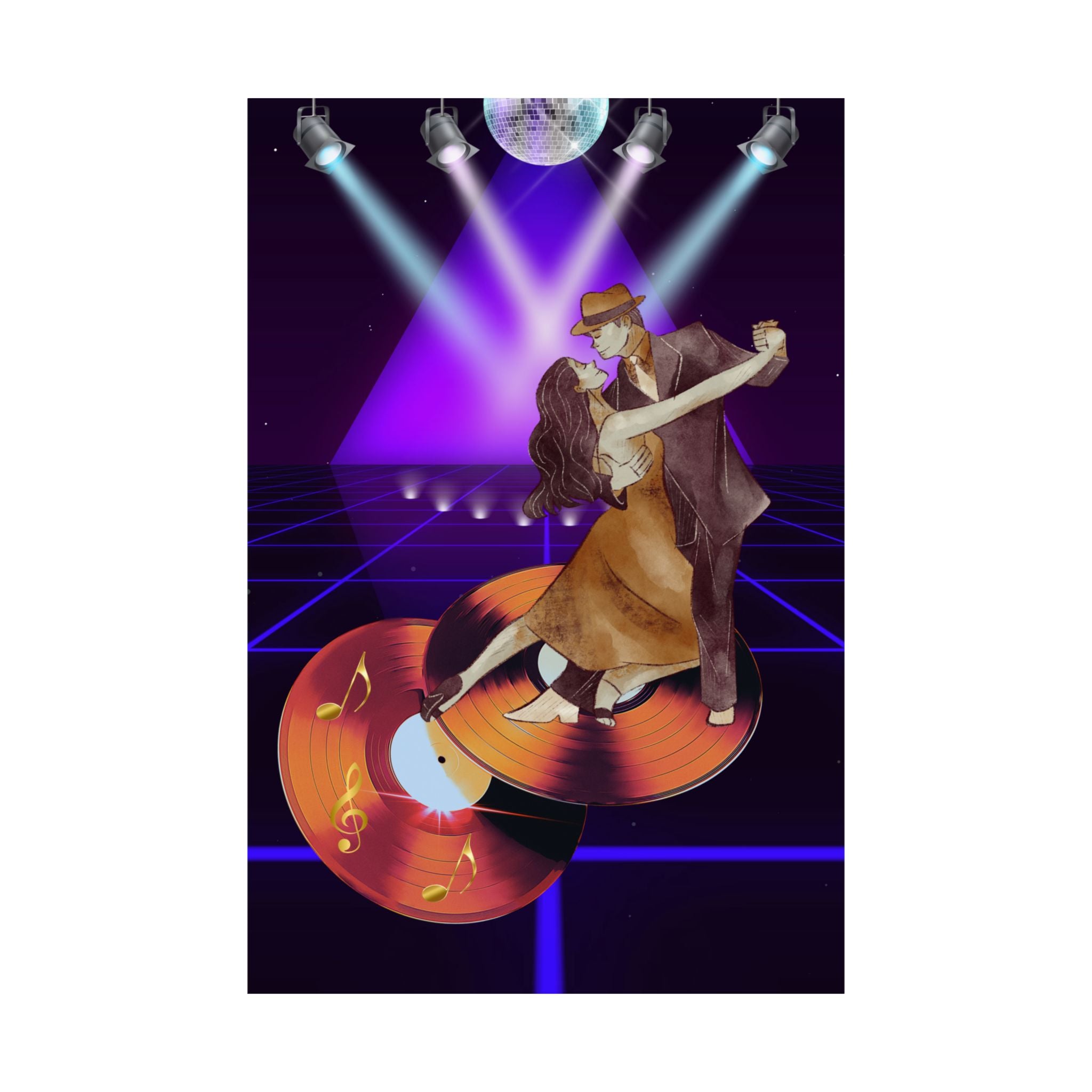 Retro Dance Satin Poster, Vintage Wandkunst, Musikzimmer