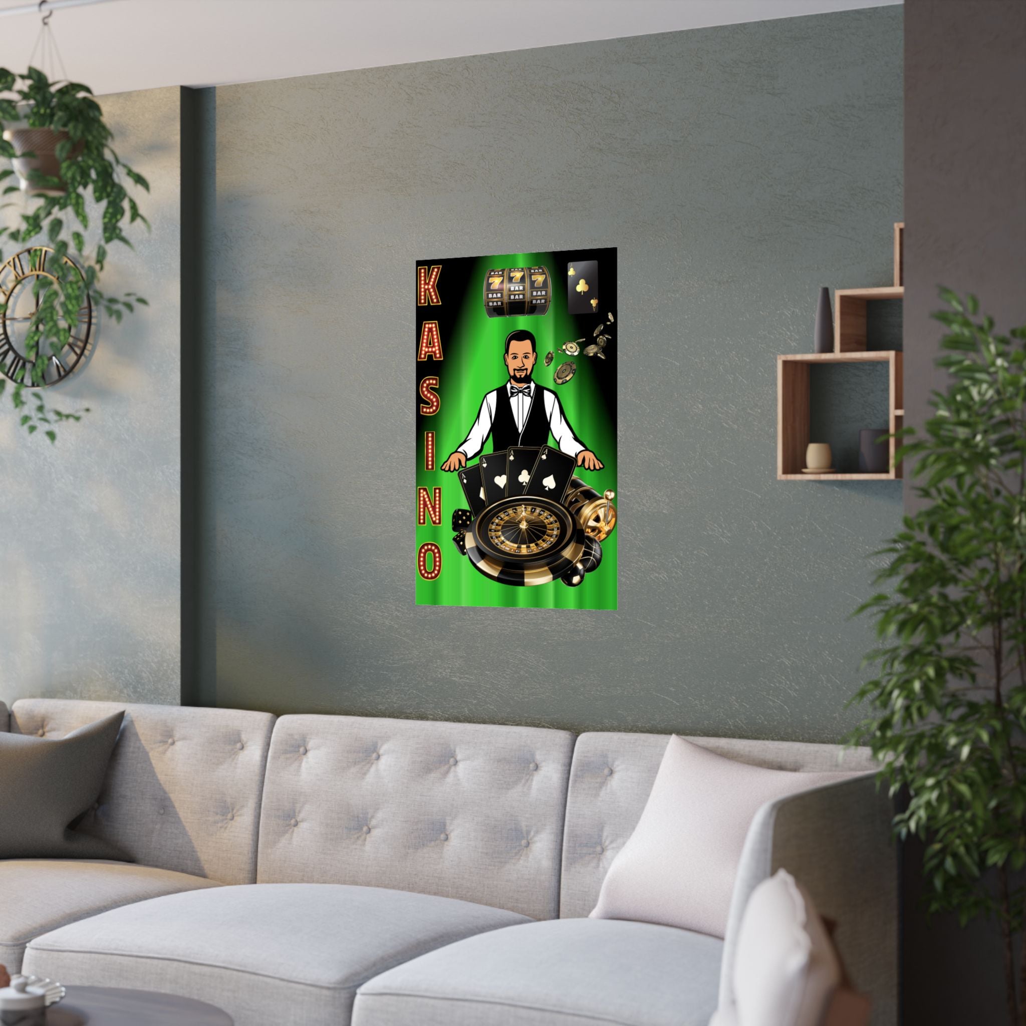 Casino Kunstdrucke, Vintage Gaming Poster für Spielzimmer hängt über das