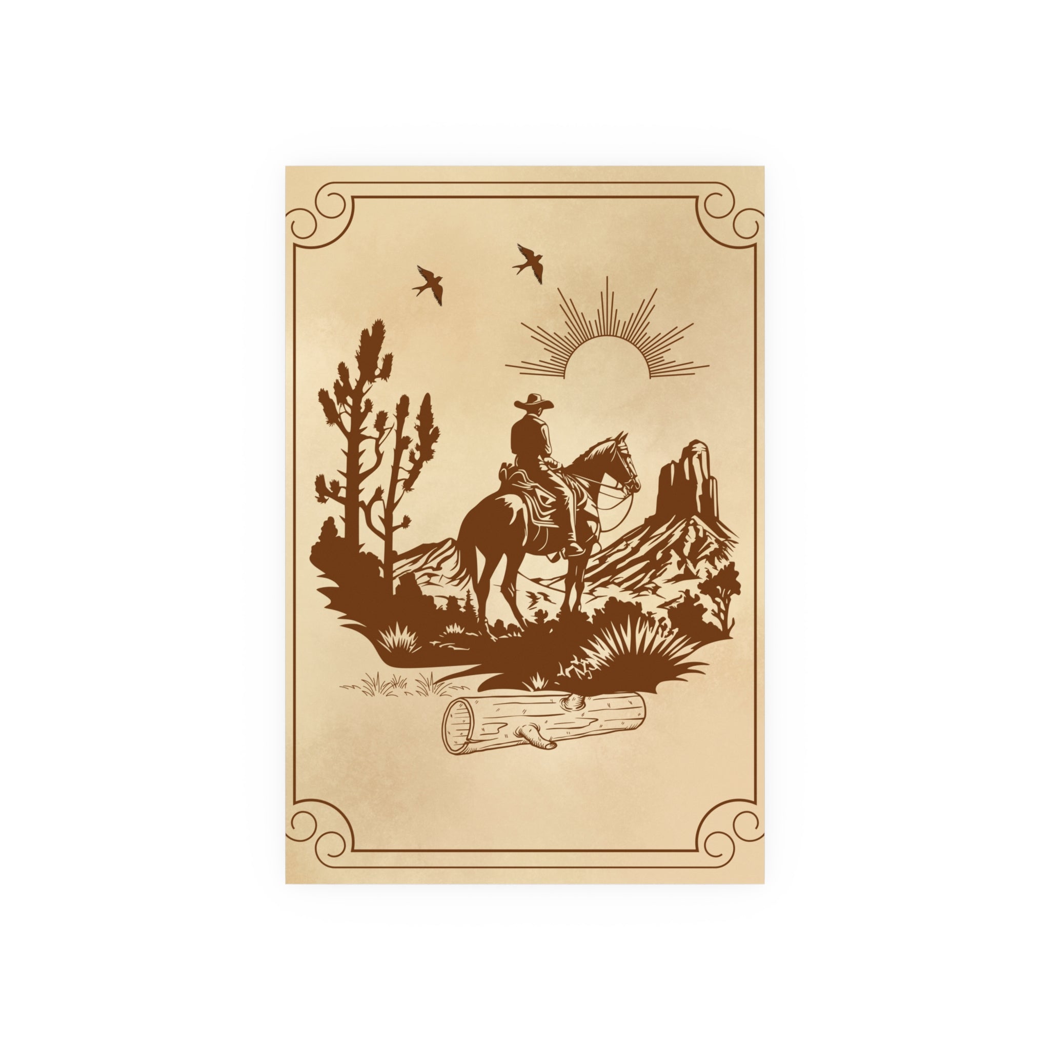 Poster Cowboy reitet durch die Prärie