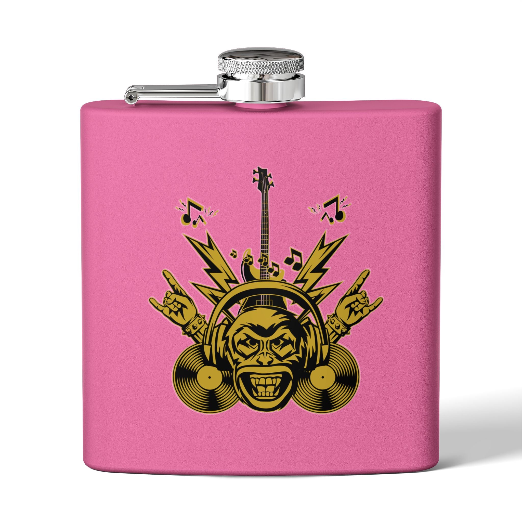 Rockin' Music Lover's Flachmann - 6oz Edelstahl-Flachmann pink