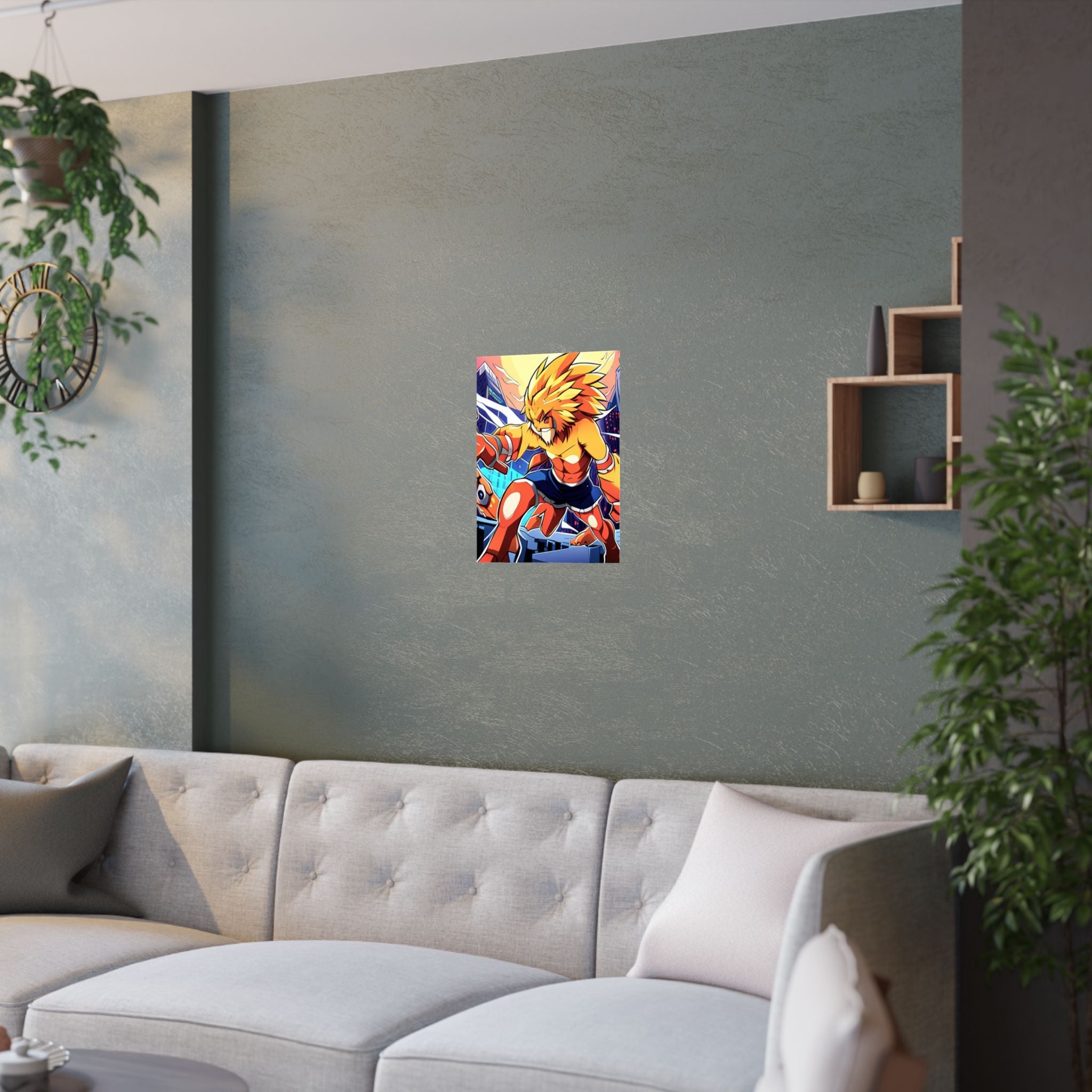 Lebendige Satin-Poster, Kunstdrucke Anime-Kunstwerk  über das Sofa