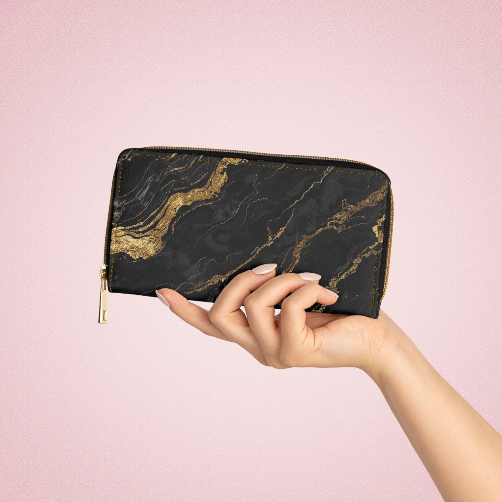 Elegantes Marmor-Reißverschluss-Portemonnaie, stylischer Organizer
