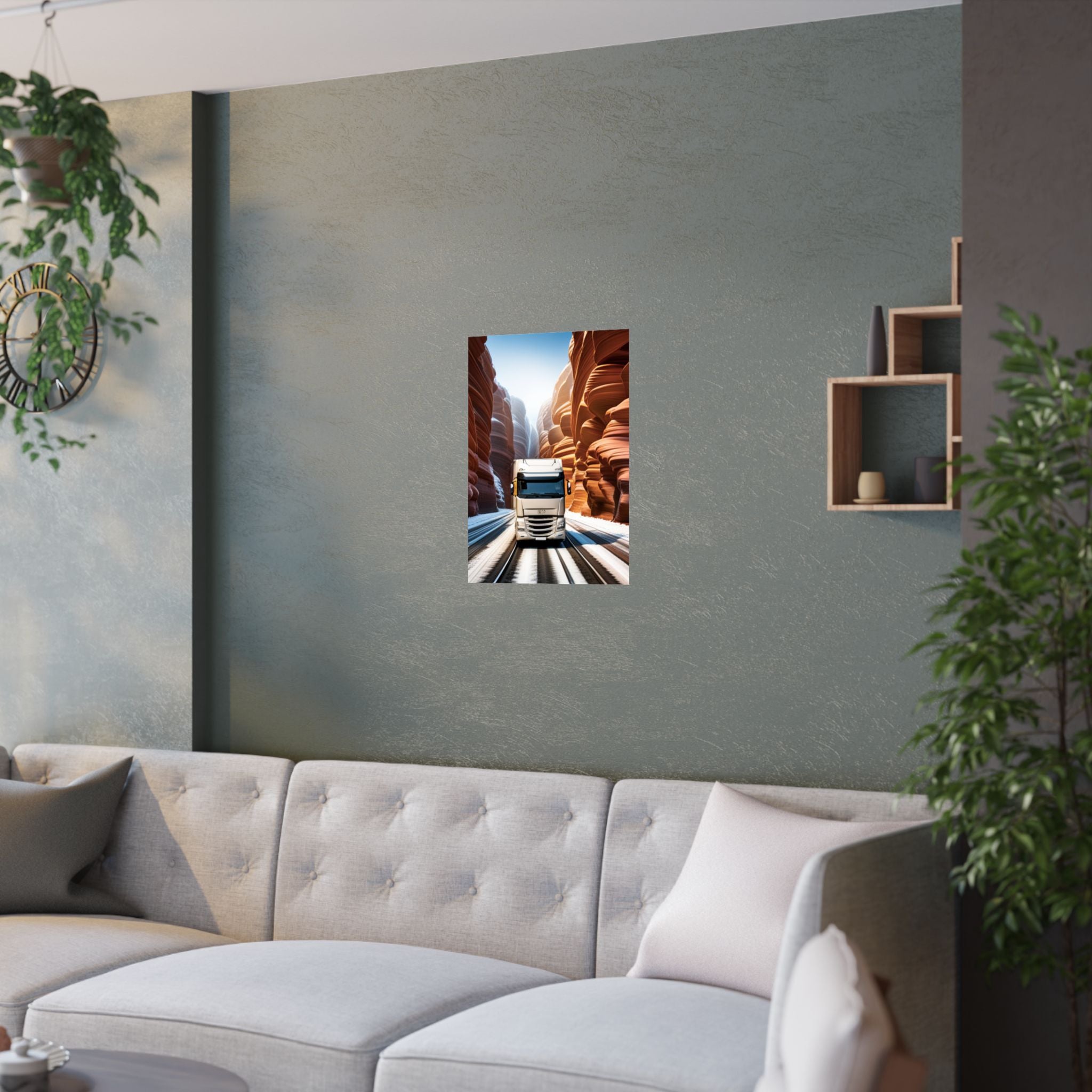 Satin Poster Kunst, Truck Landschaft Wanddekoration Fantasie Bild