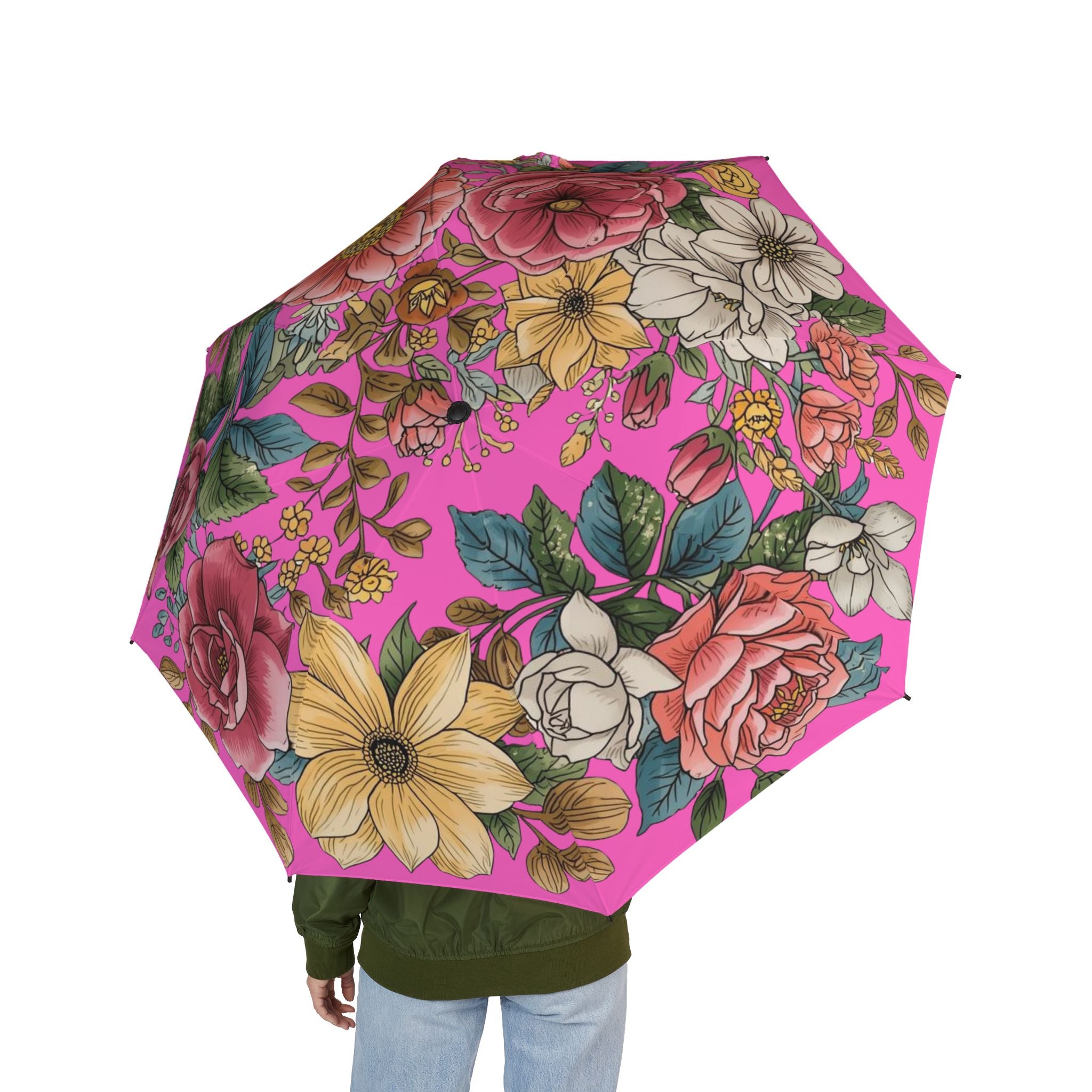 Faltbarer Regenschirm mit Blumendruck