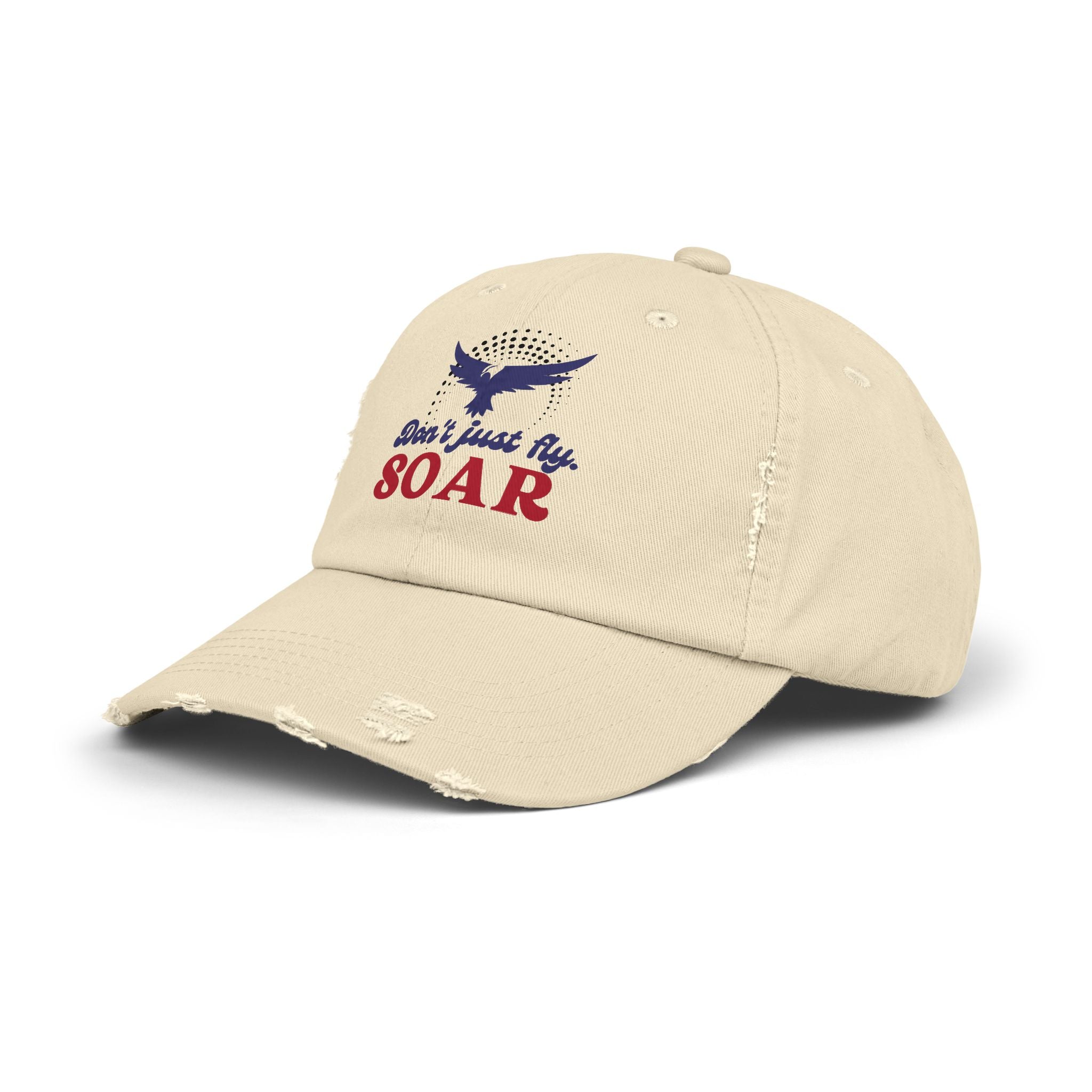 Unisex Distressed Cap in Beige seitlich