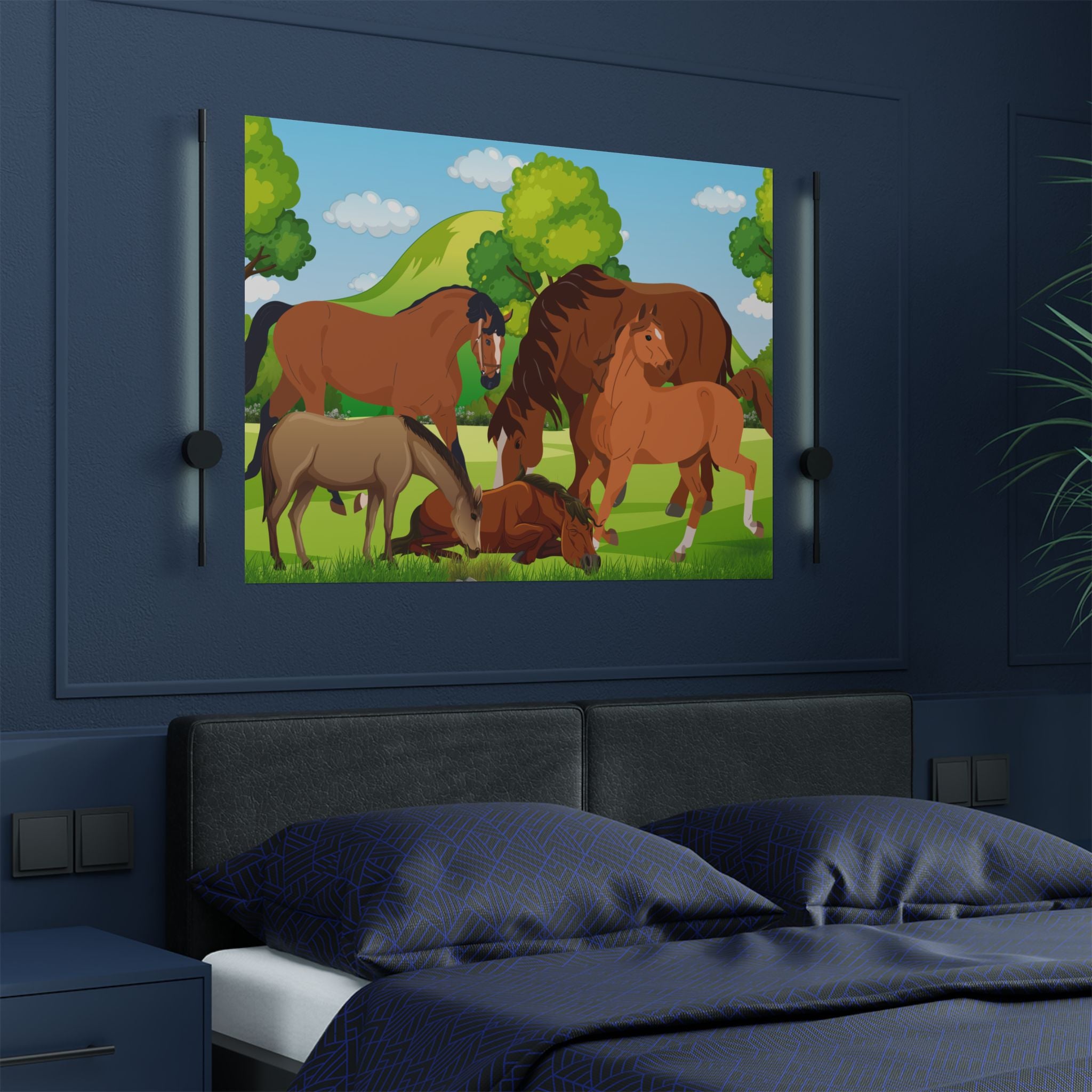 Pferde Kunst Satin Poster, Pferde Dekor über das Bett