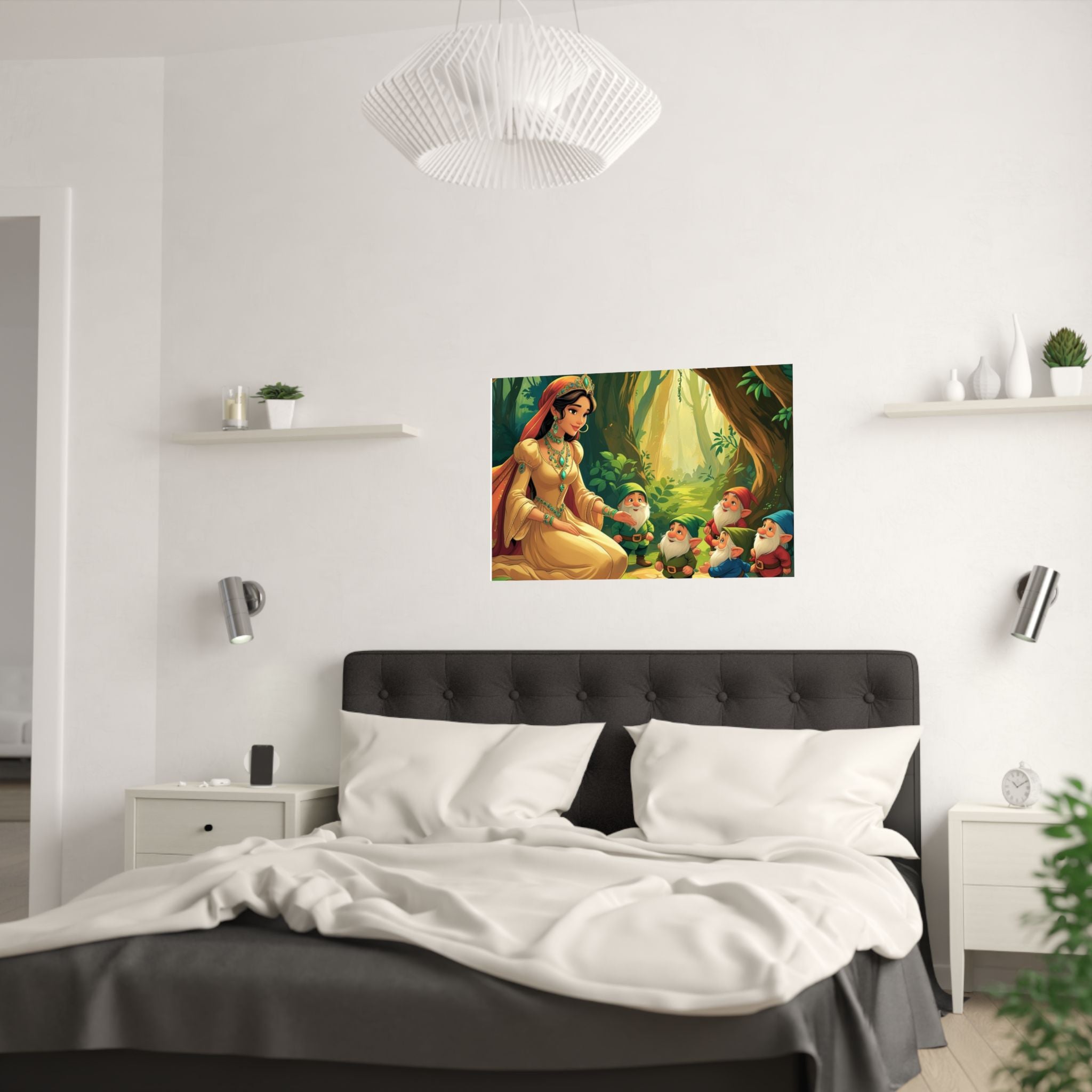 Zauberhafte Satin Wandkunst, Zauberhafter Märchen Poster hängt über das Bett