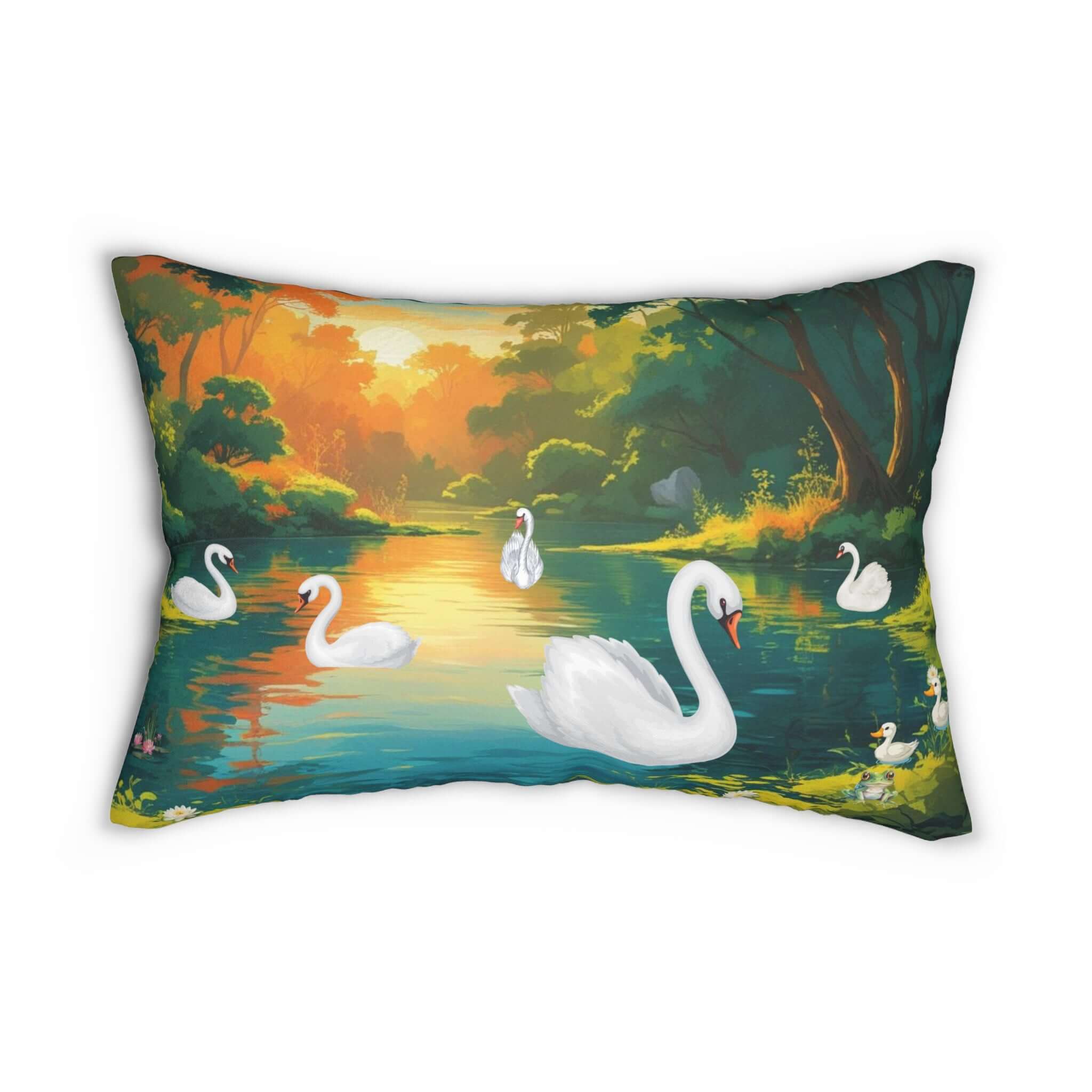 Details für Lendenkissen mit Schwanensee-Motiv