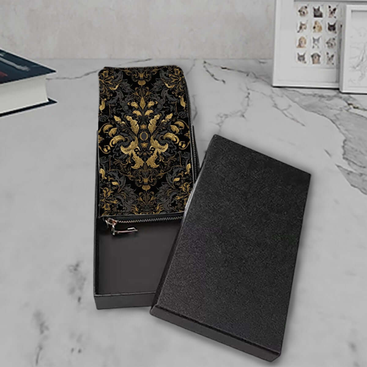 Clutch Wallet for Women with baroque design, made of high-quality PU, featuring large capacity and multiple card slots.