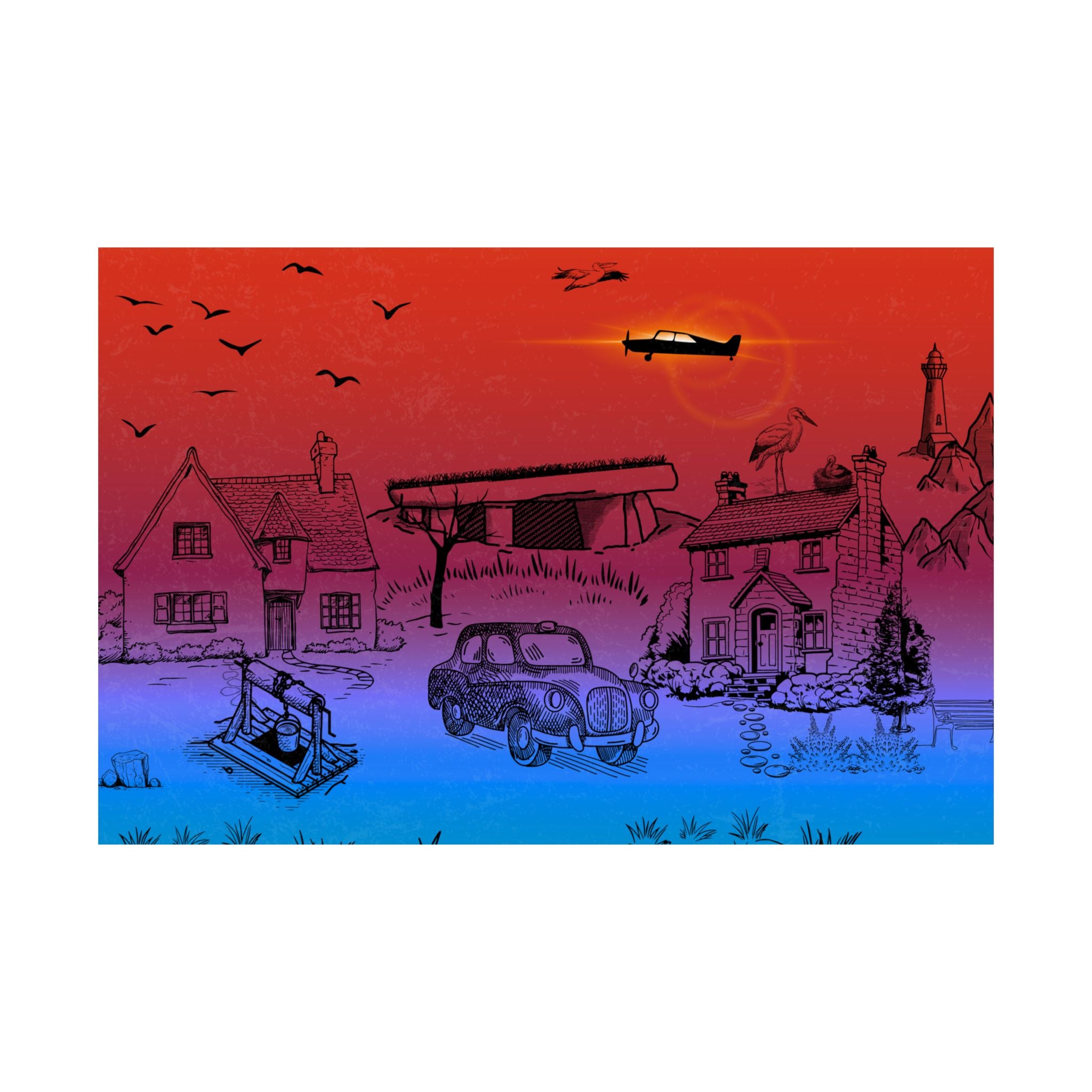 Lebendige Satin-Wandkunstdrucke, Wohndekor, bunte Poster