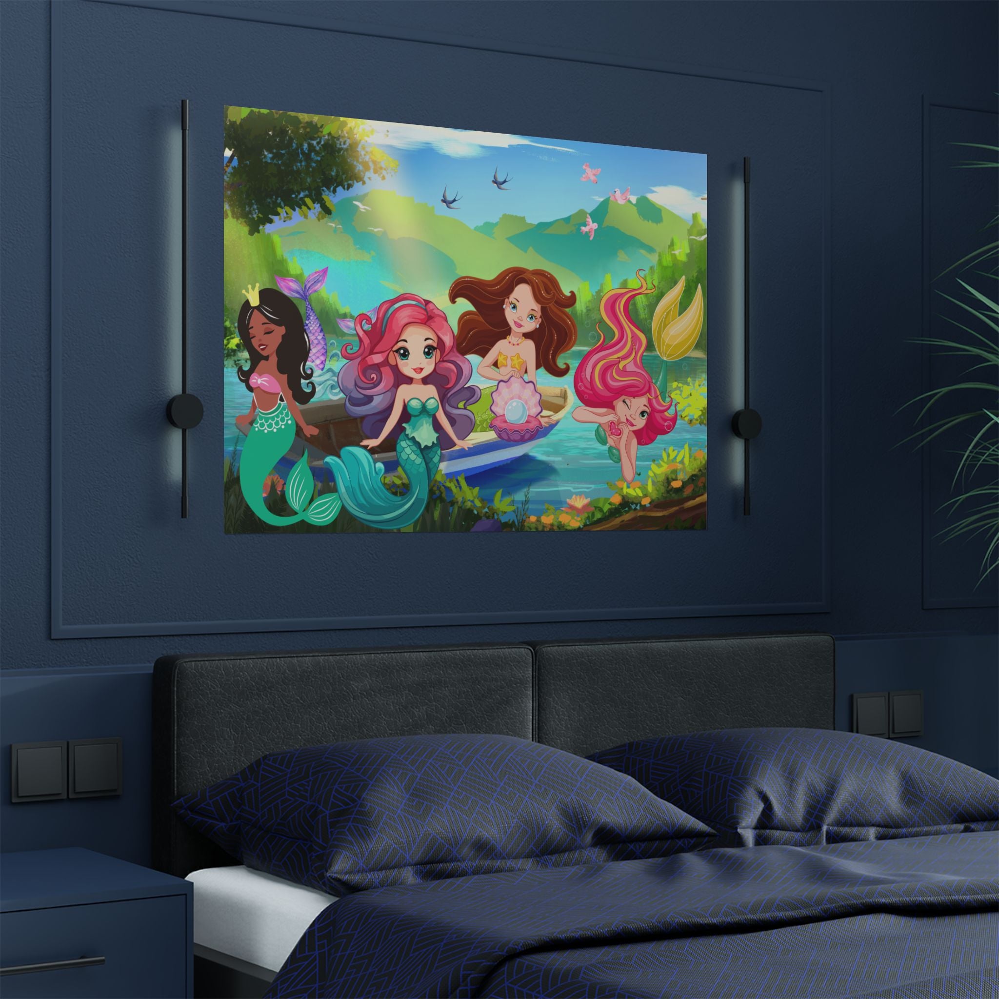 Meerjungfrau Satin Poster – Zauberhafte Deko fürs Kinderzimmer über das Bett