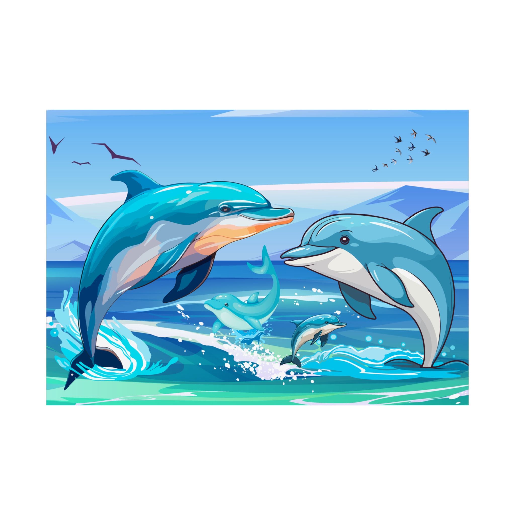 Delfin Kunst Satin Poster, Ozean Dekor, Strandhaus Wandkunst
