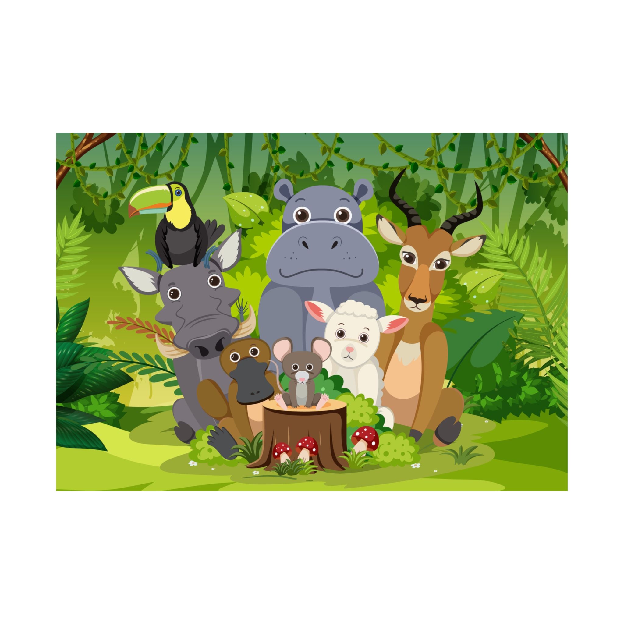 Naturinspirierte Tier-Satin-Poster, Kinderzimmer Dekor