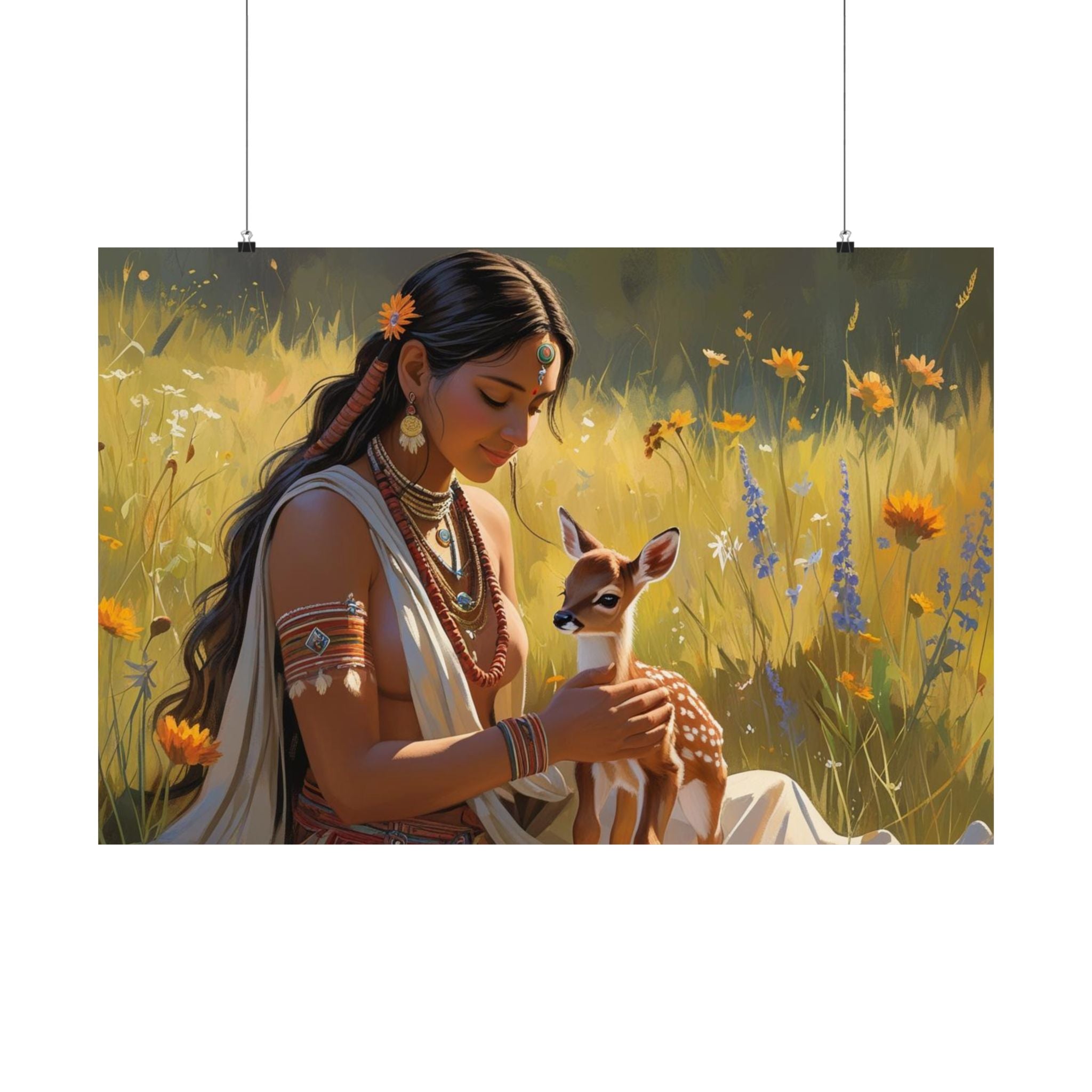 Elegante, von der Natur inspirierte Satin-Poster, Boho-Wandkunst