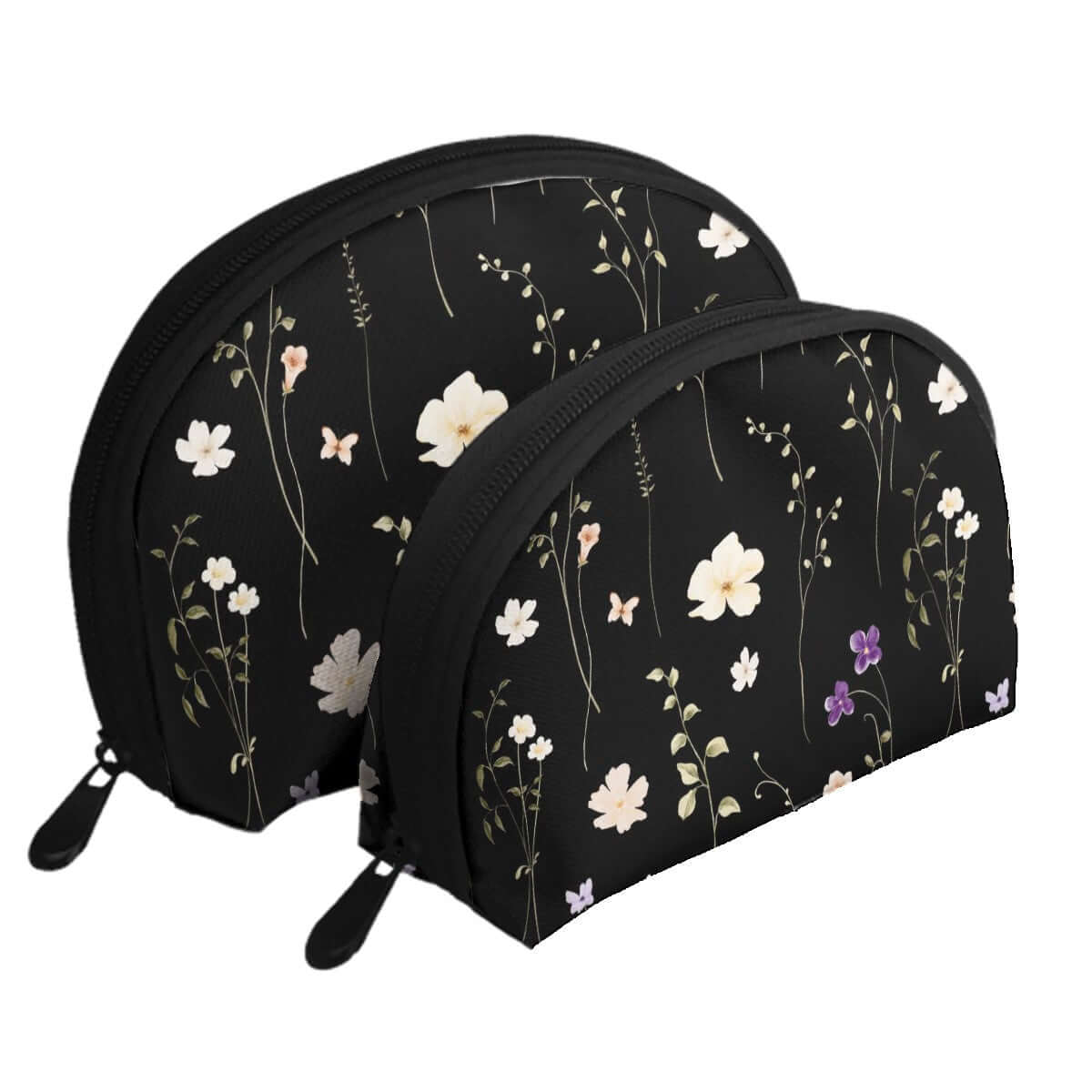 Aufbewahrungsbeutel-Set aus Polyester mit Blumendesign, zwei Größen, Reißverschluss, ideal für vielseitige Aufbewahrungslösungen.