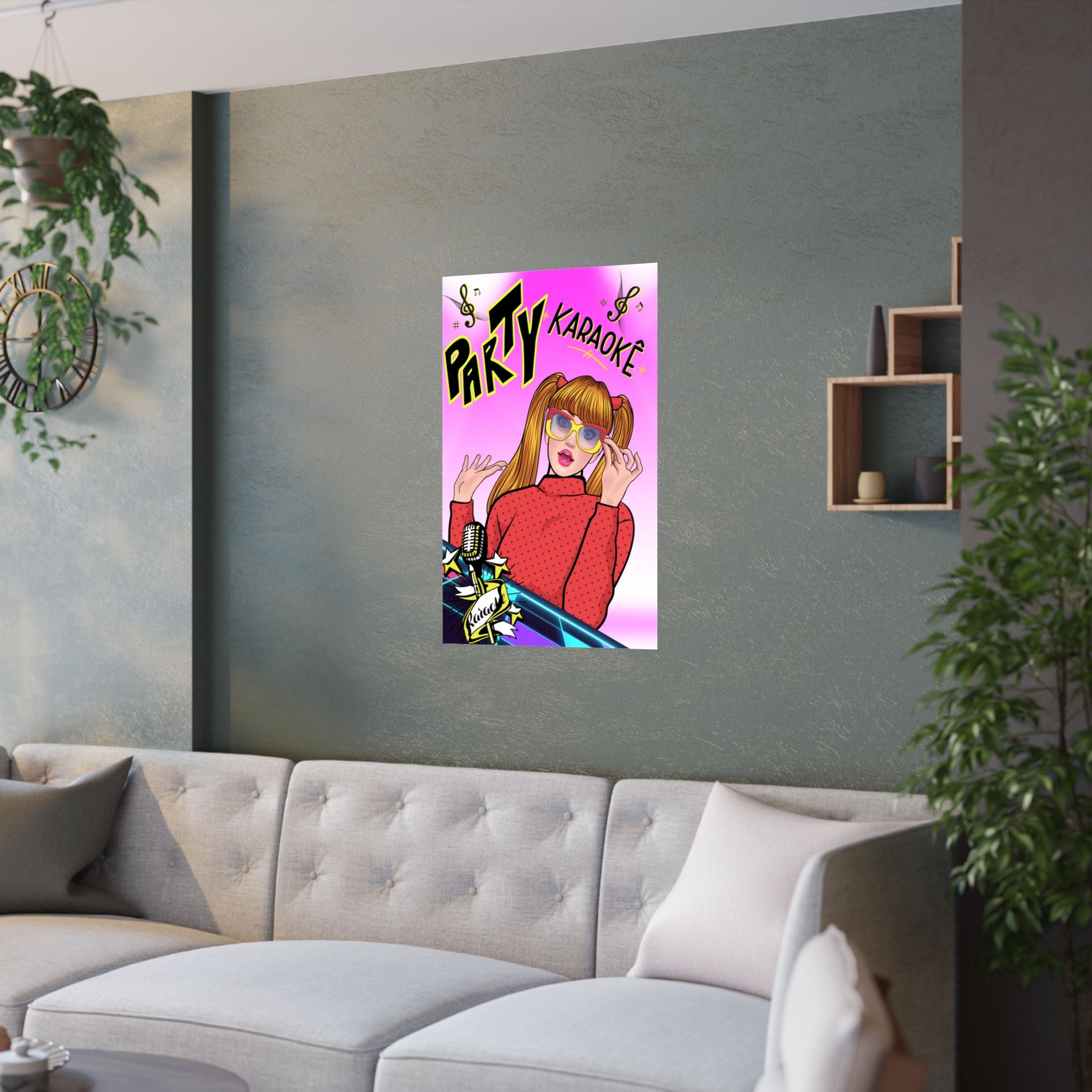 Leinwand  Karaoke Design über das Sofa