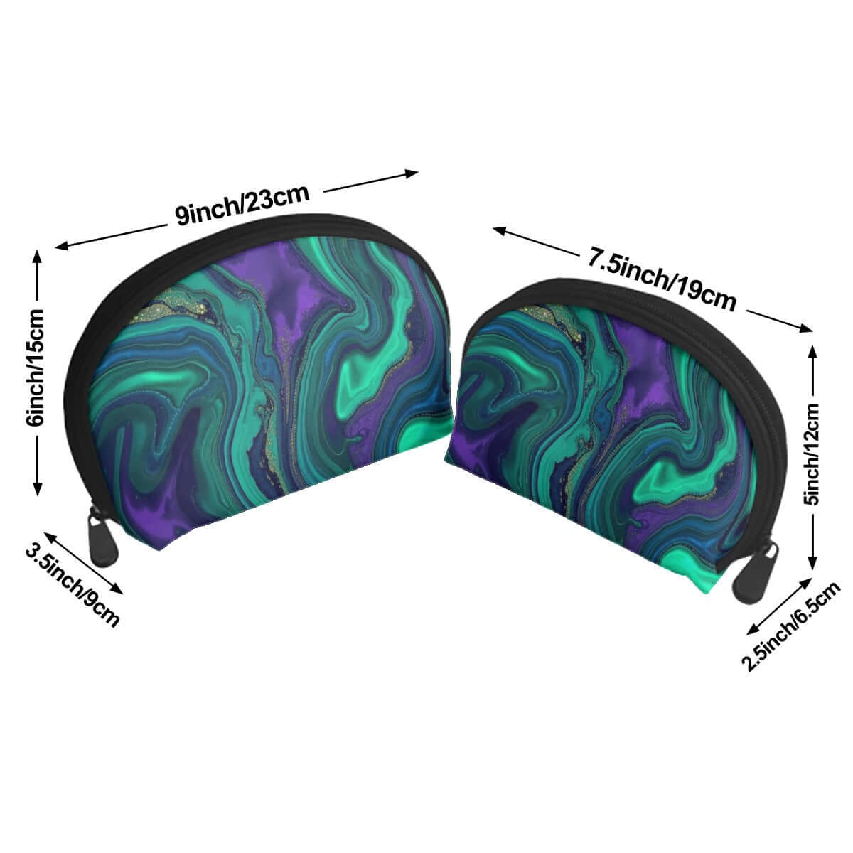 Aufbewahrungsbeutel-Set in blauer Musteroptik, zwei Größen mit Reißverschluss, meterische Maße integriert, Details für Aufbewahrungsbeutel-Set ansehen