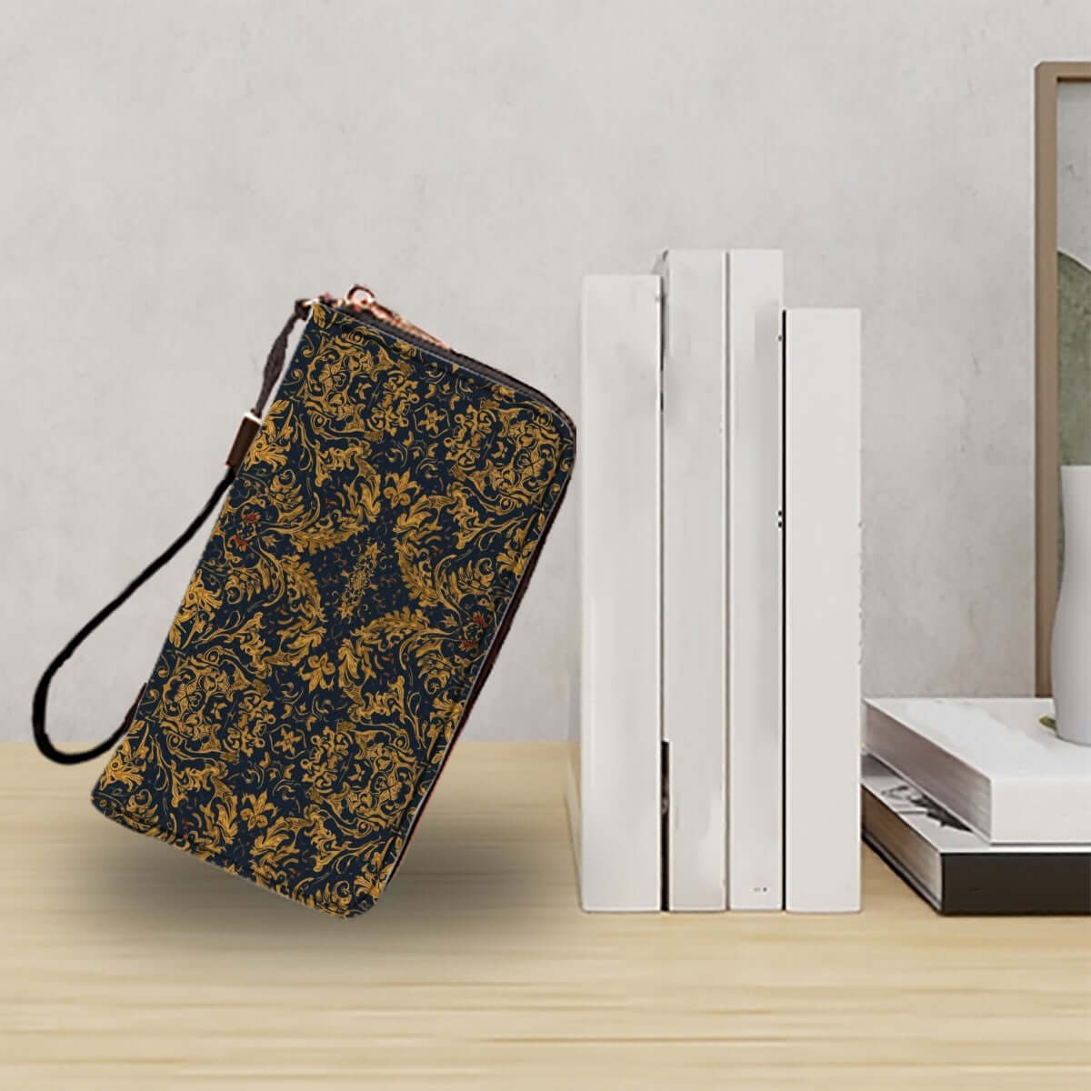 Dekorative Clutch-Geldbörse für Damen aus PU, Größe 4,1"x7,9", mit UV-Druck im eleganten Design, ideal für Karten und Mobiltelefone.