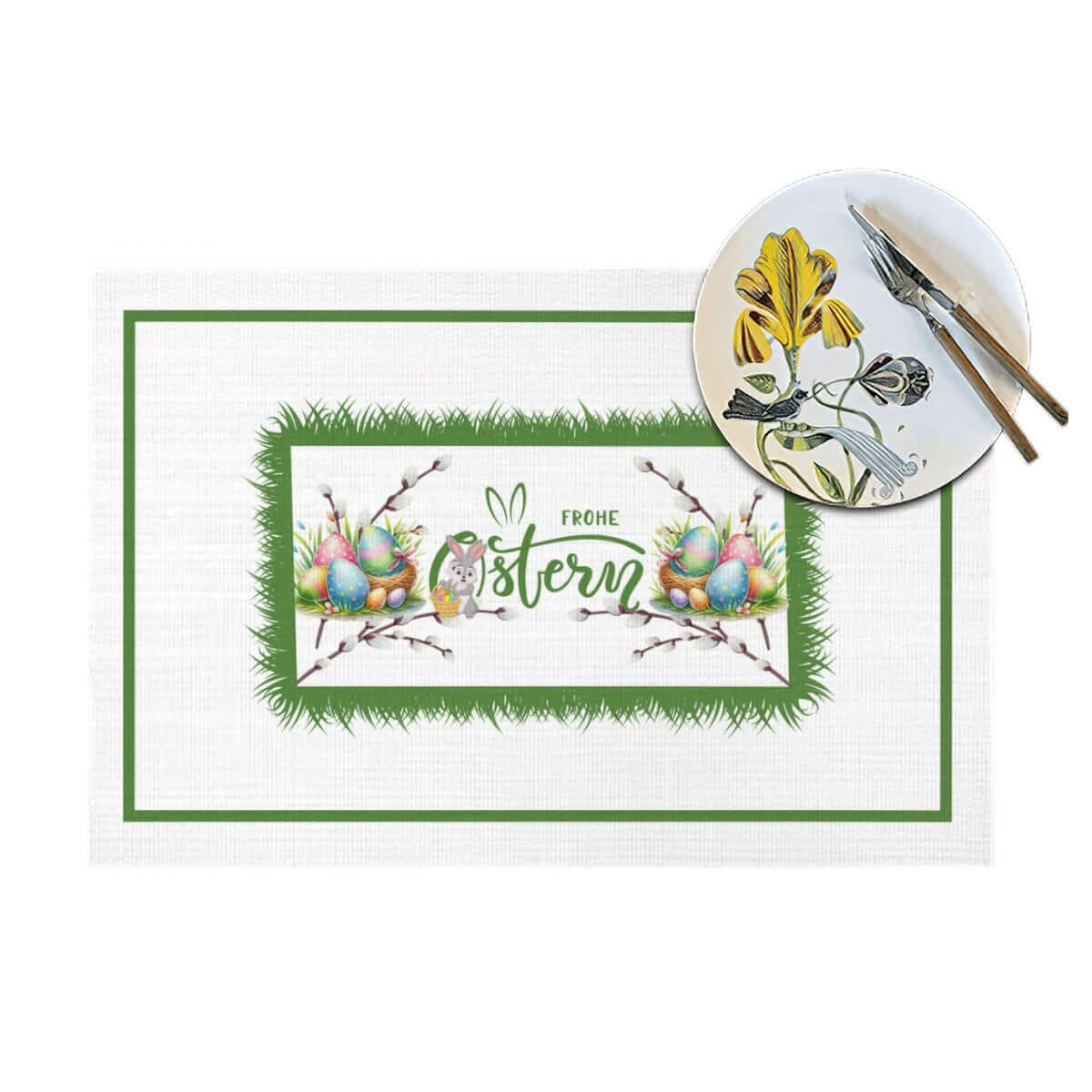 Tischset aus gewebtem PVC mit Oster-Design, kratzfest, hitzebeständig; Details für Tischset aus gewebtem PVC ansehen.