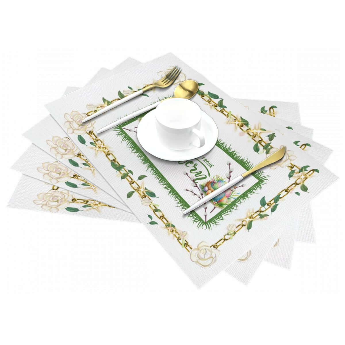 Tischset aus gewebtem PVC mit floralem Design, hitzebeständig bis 80 °C, kratzfest, 18x12 Zoll. Details für Tischset aus gewebtem PVC ansehen.