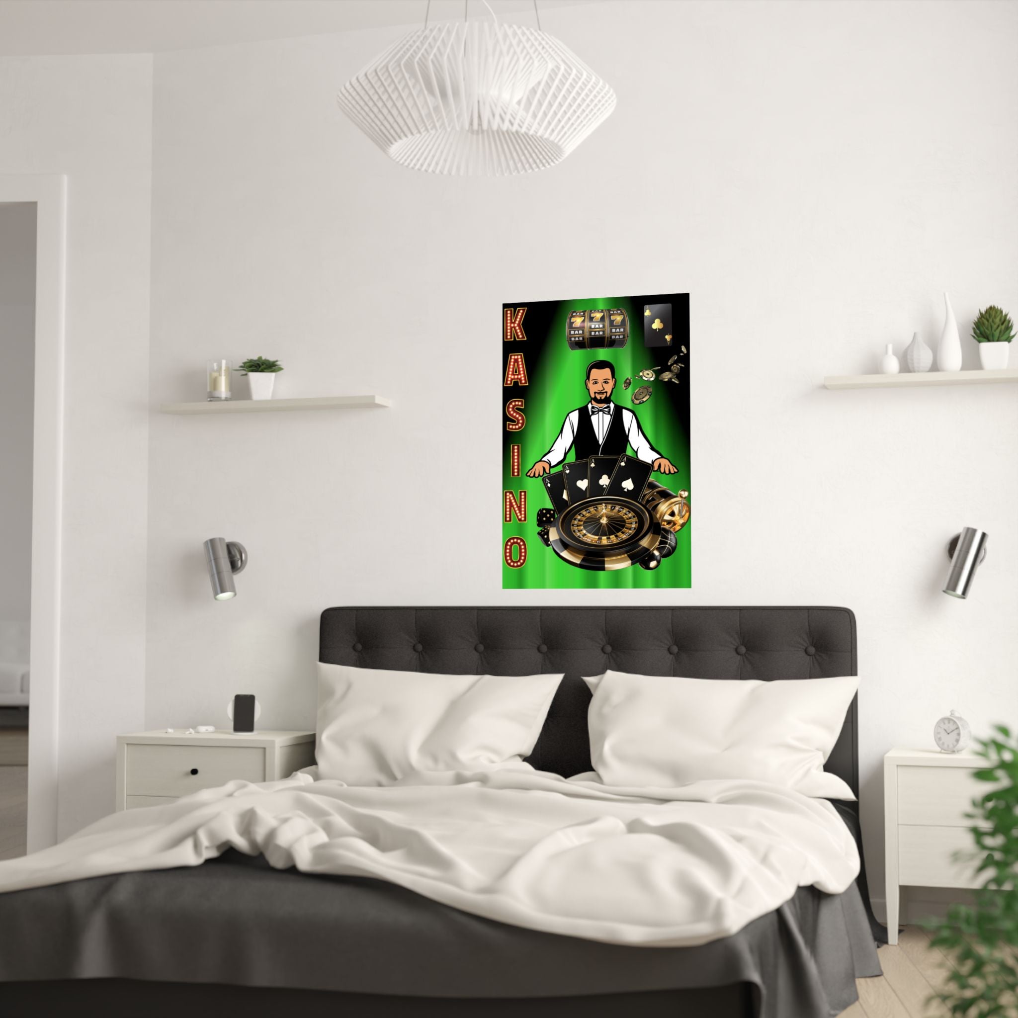 Casino Kunstdrucke, Vintage Gaming Poster für Spielzimmer hängt über das Bett