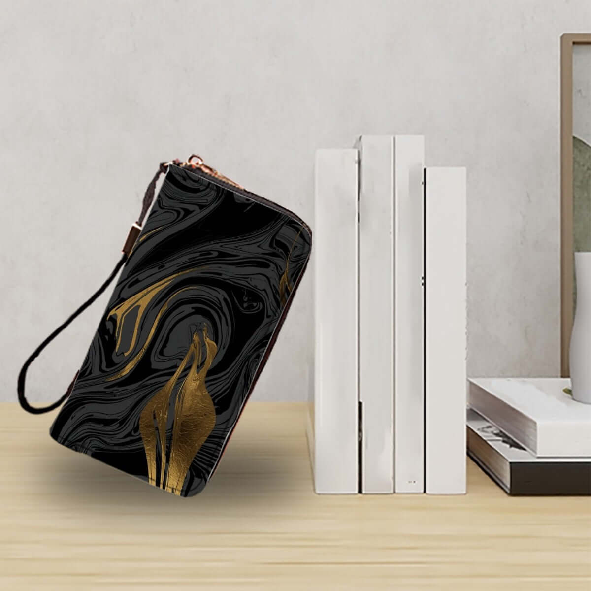 Clutch-Geldbörse für Damen mit einzigartigem Design, aus hochwertigem PU-Material, Teil eines Aufbewahrungsbeutel-Set (2 Stück).