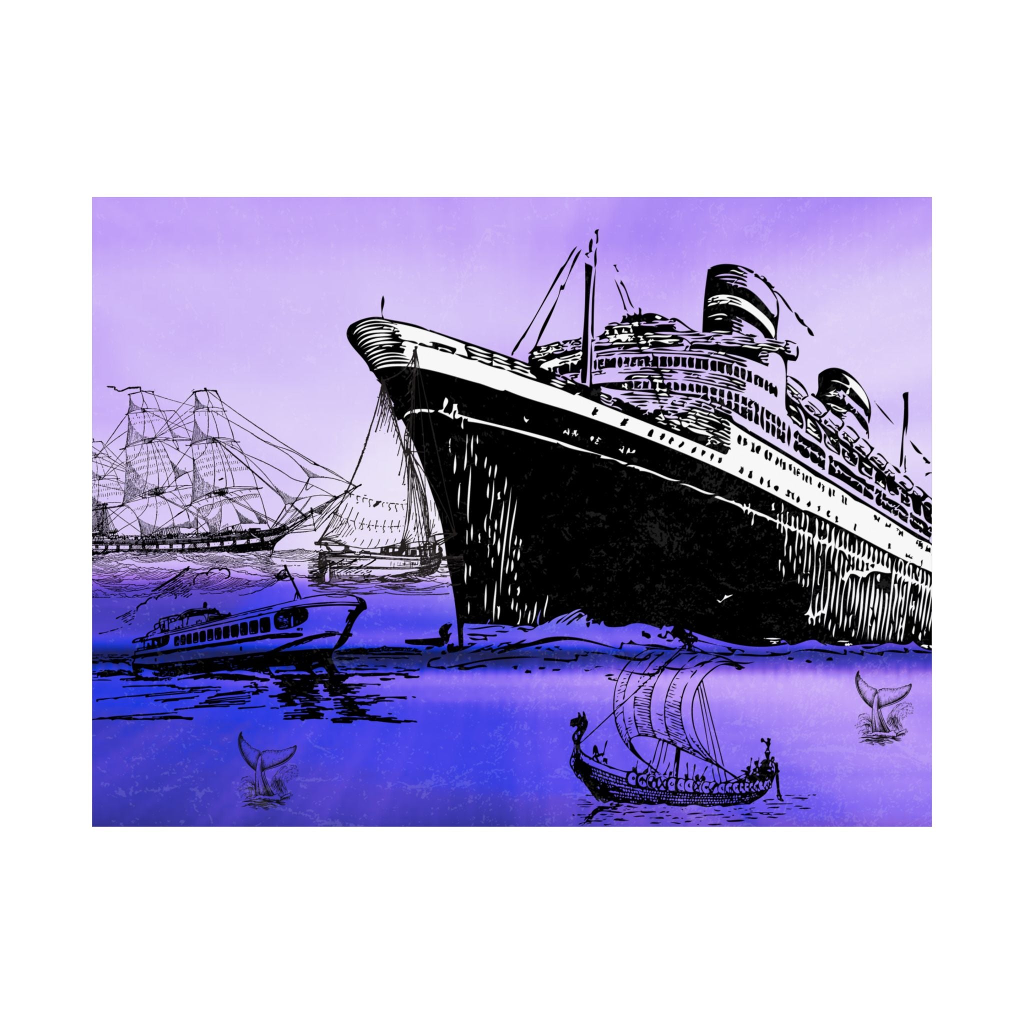 Maritimes Satin Poster, Vintage Schiffskunst Dekoration