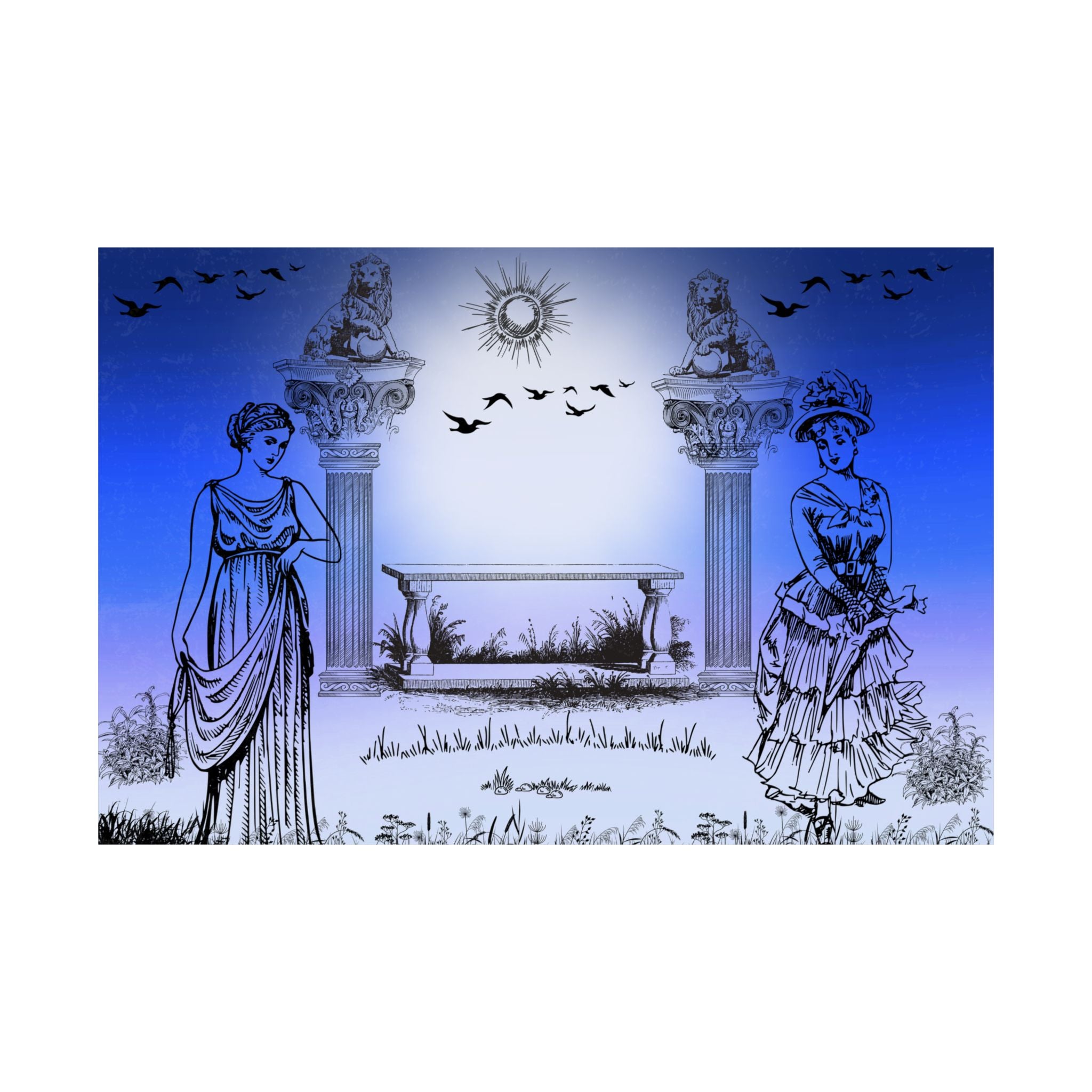 Elegantes Satin Poster Kunstdruck, Vintage Dekor, Home Wall Art in Bunter Schatten Art