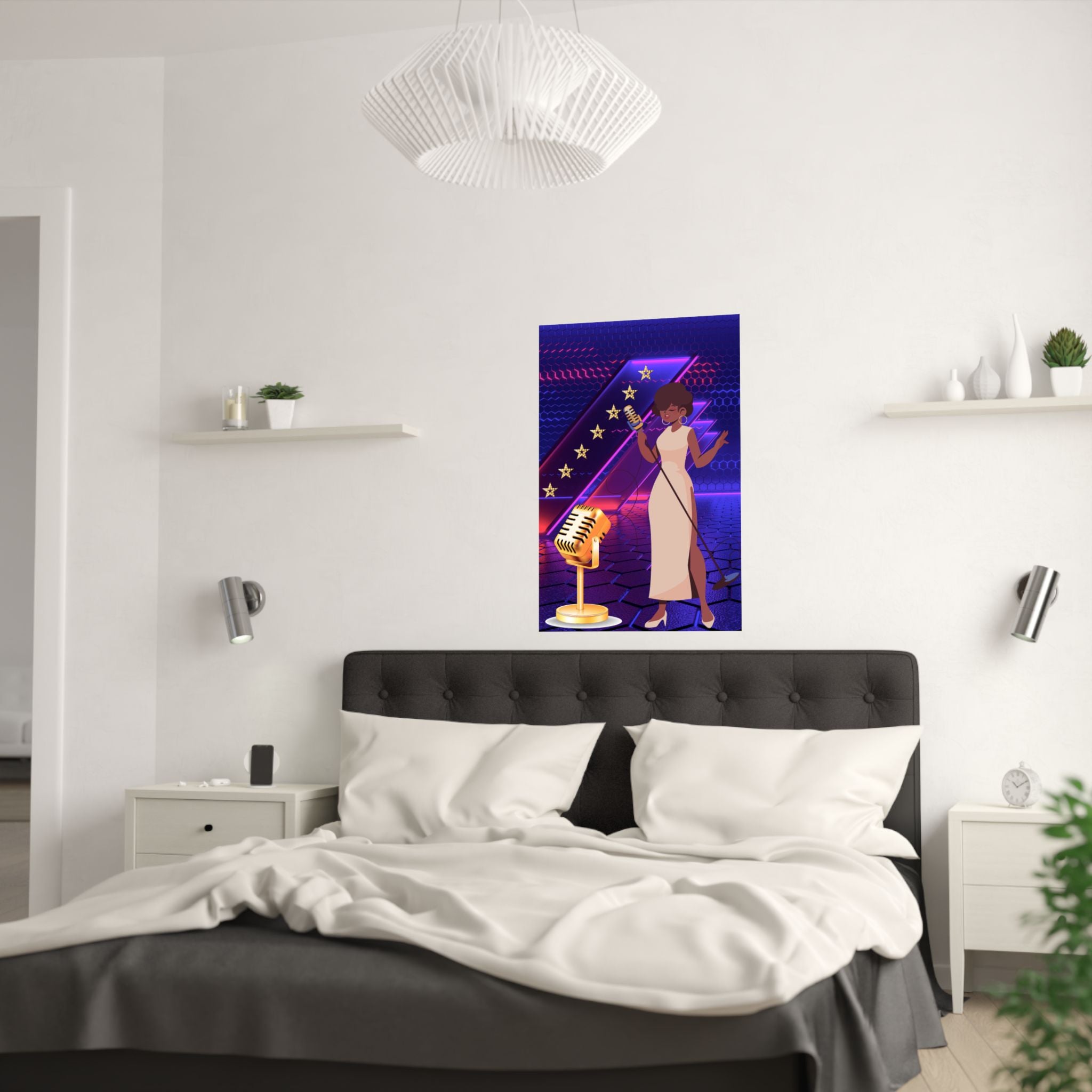 Stilvolles Satin Poster, Vintage Musik Dekor, Wandkunst für Musikliebhaber, hängt über das Bett