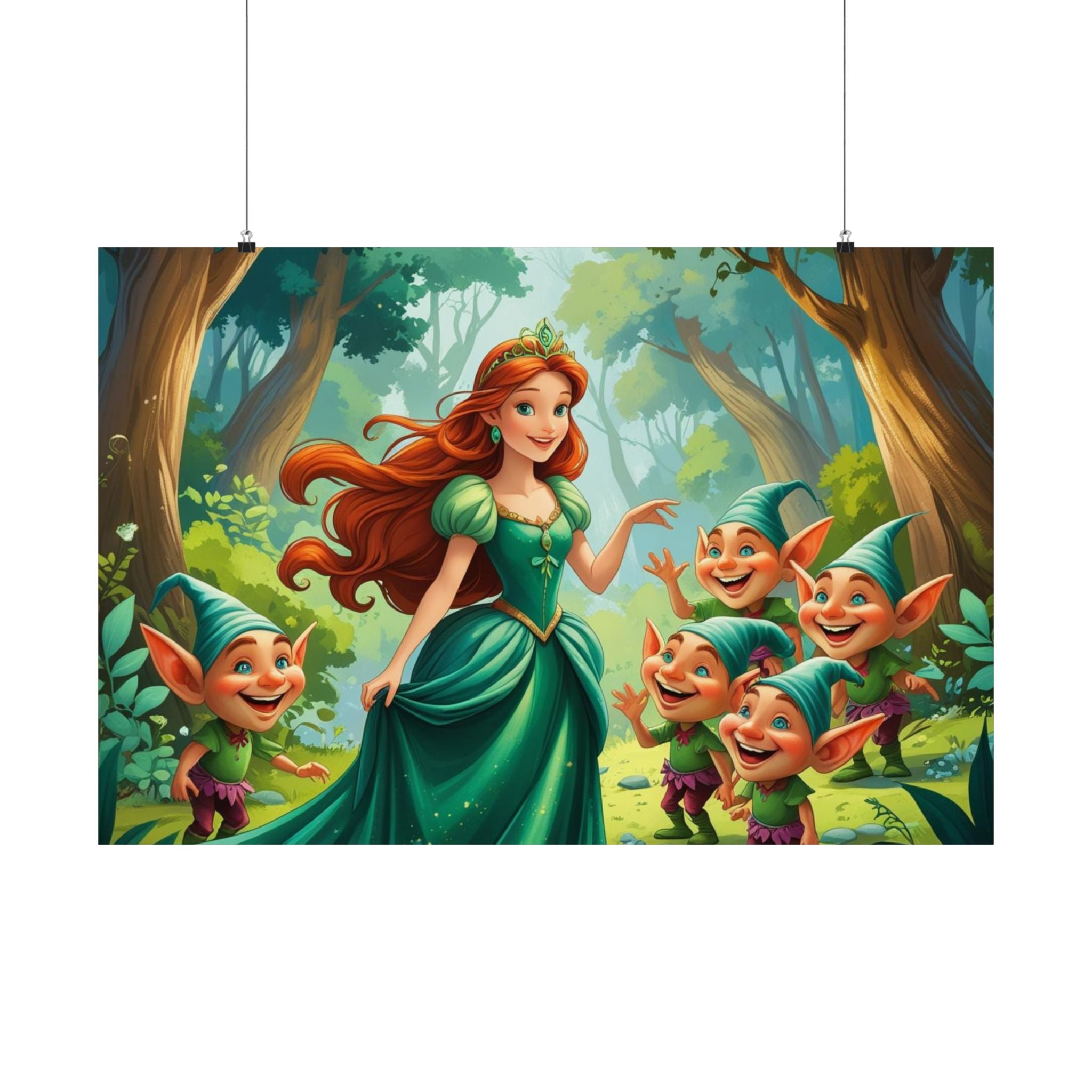Zauberhaftes Wald Satin Poster, Märchen Wandkunst