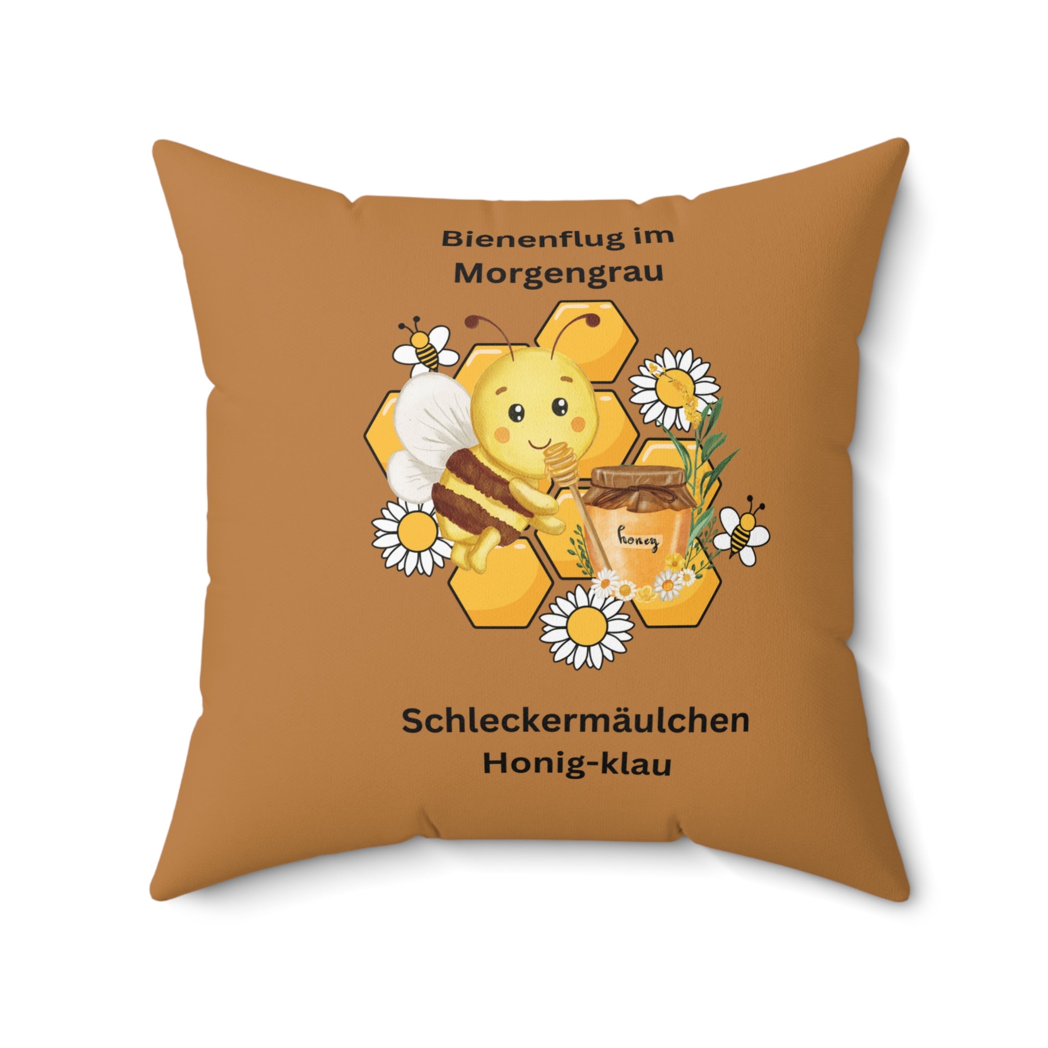 Bienen-inspiriertes Kissen, süßes Bienenkissen in Hellbraun