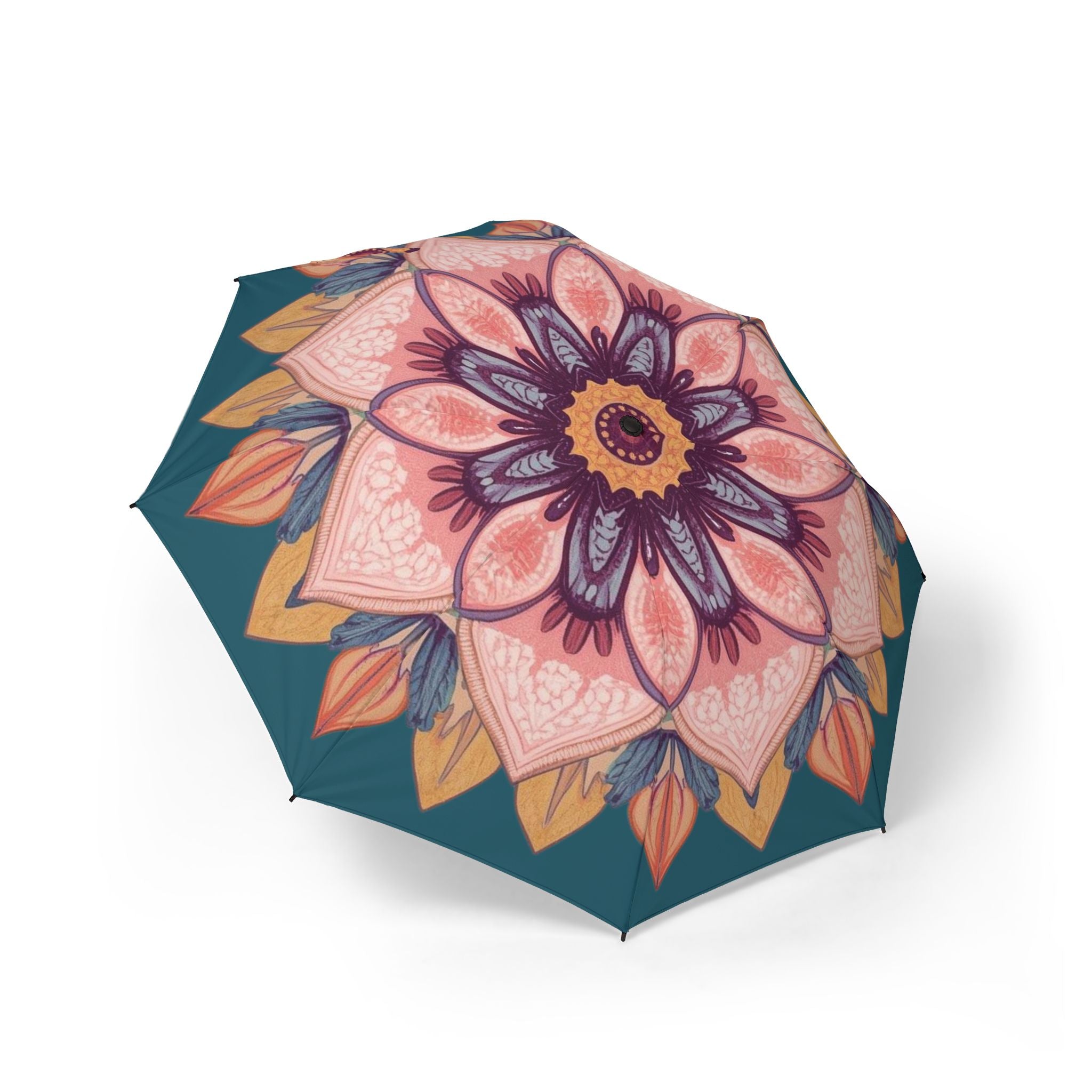 Regenschirm in Grün mit Blumenmuster