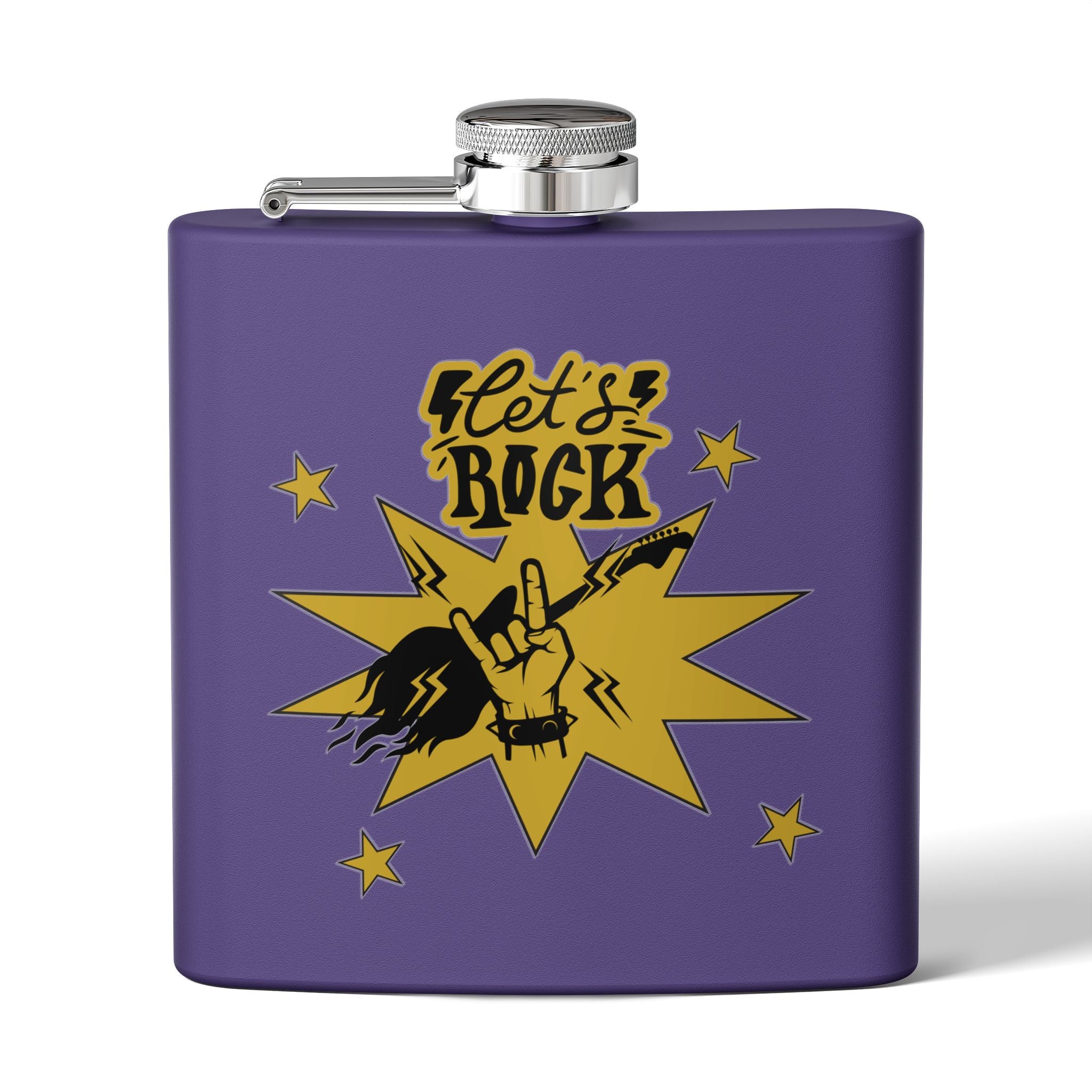 Edelstahl-Flachmann „Rock On“ – 170 ml „Let’s Rock“-Design für Musikliebhaber lila