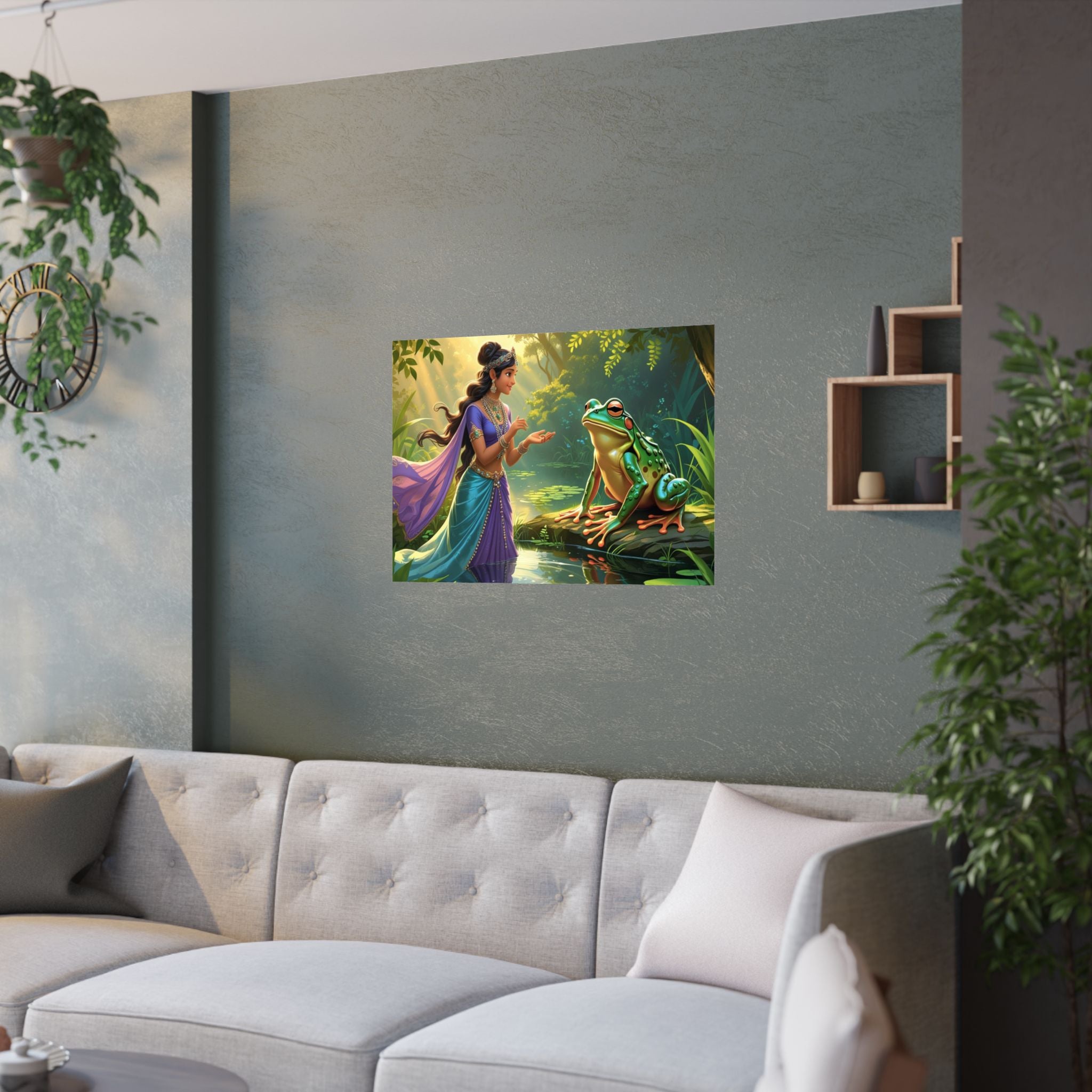 Zauberhaftes Satin Poster - Märchenhafte Wandkunst, Wohndekor hängt über das Sofa
