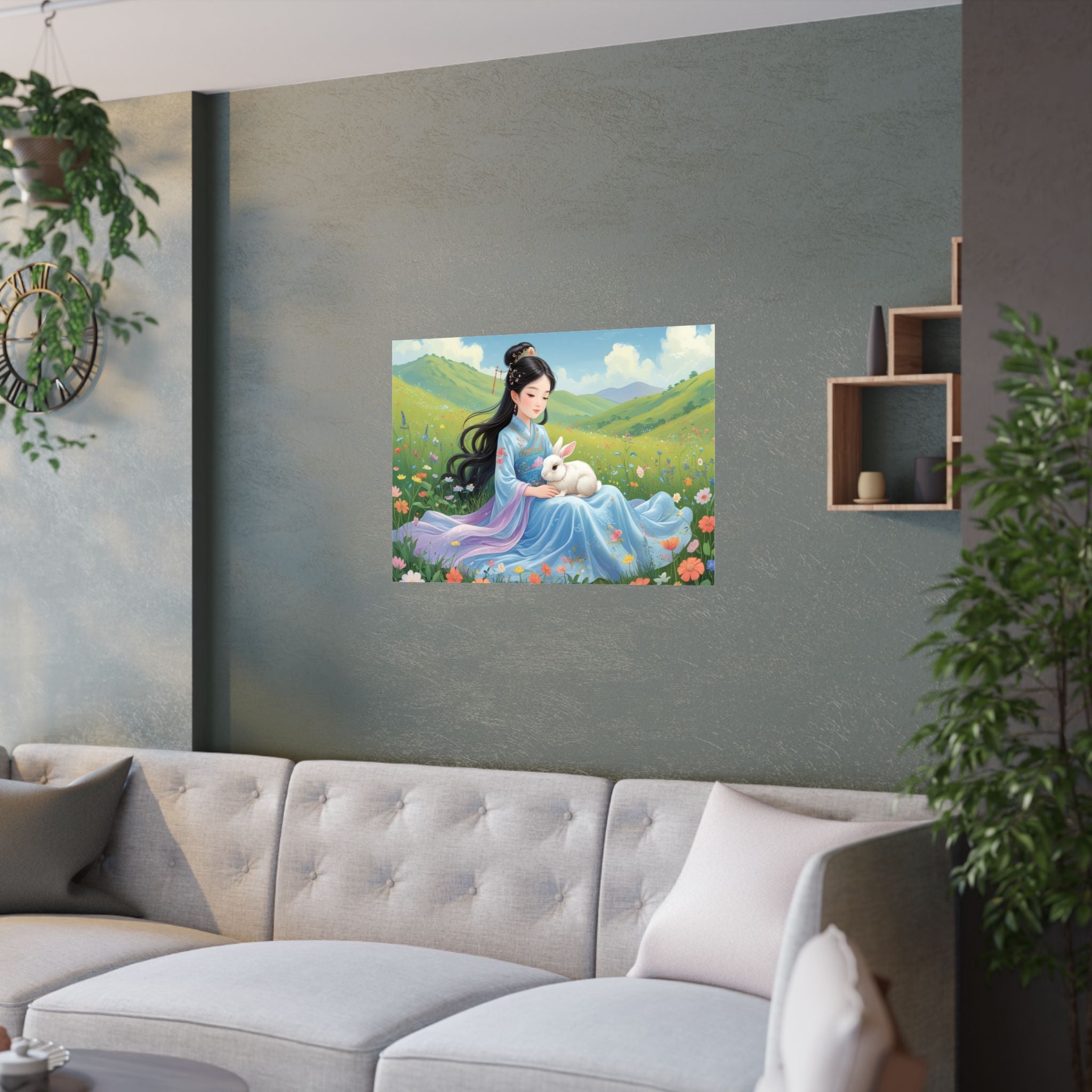Zauberhaftes Satin Poster, Wunderschöner Kunstdruck über das Sofa