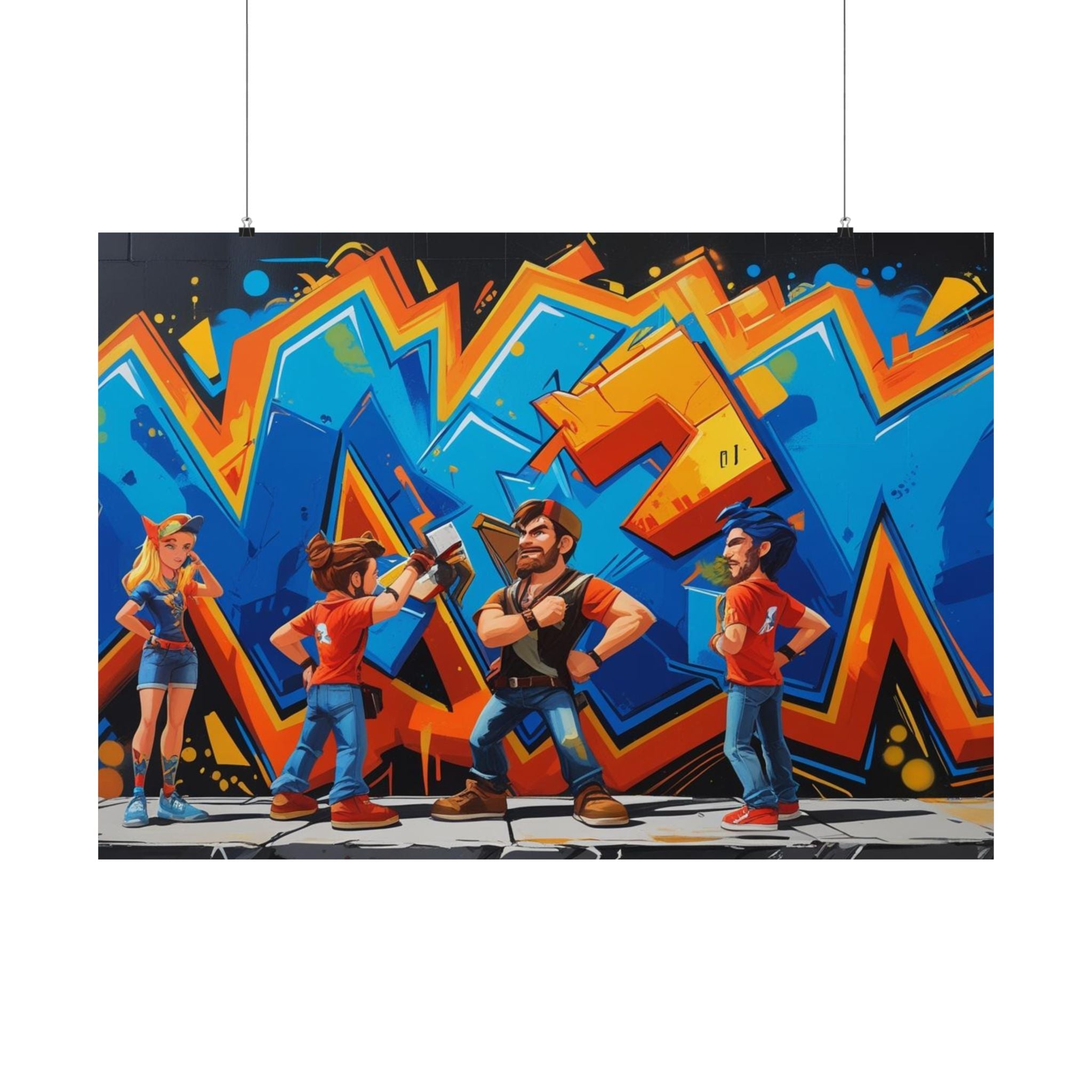 Lebendiger Satin-Wandkunstdruck, Poster im Graffiti-Stil für Gamer