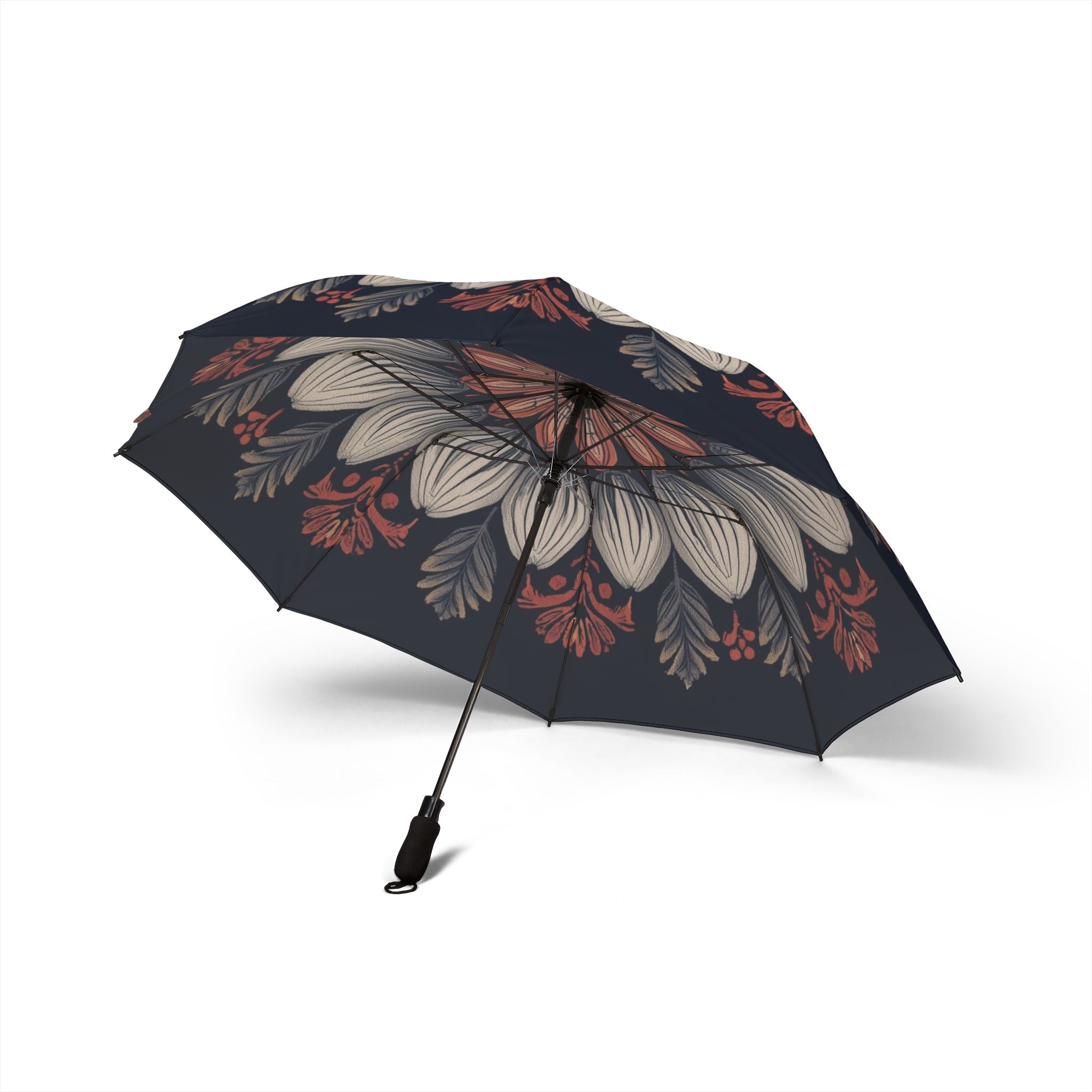Halbautomatischer Falt- Regenschirm mit floralem Design