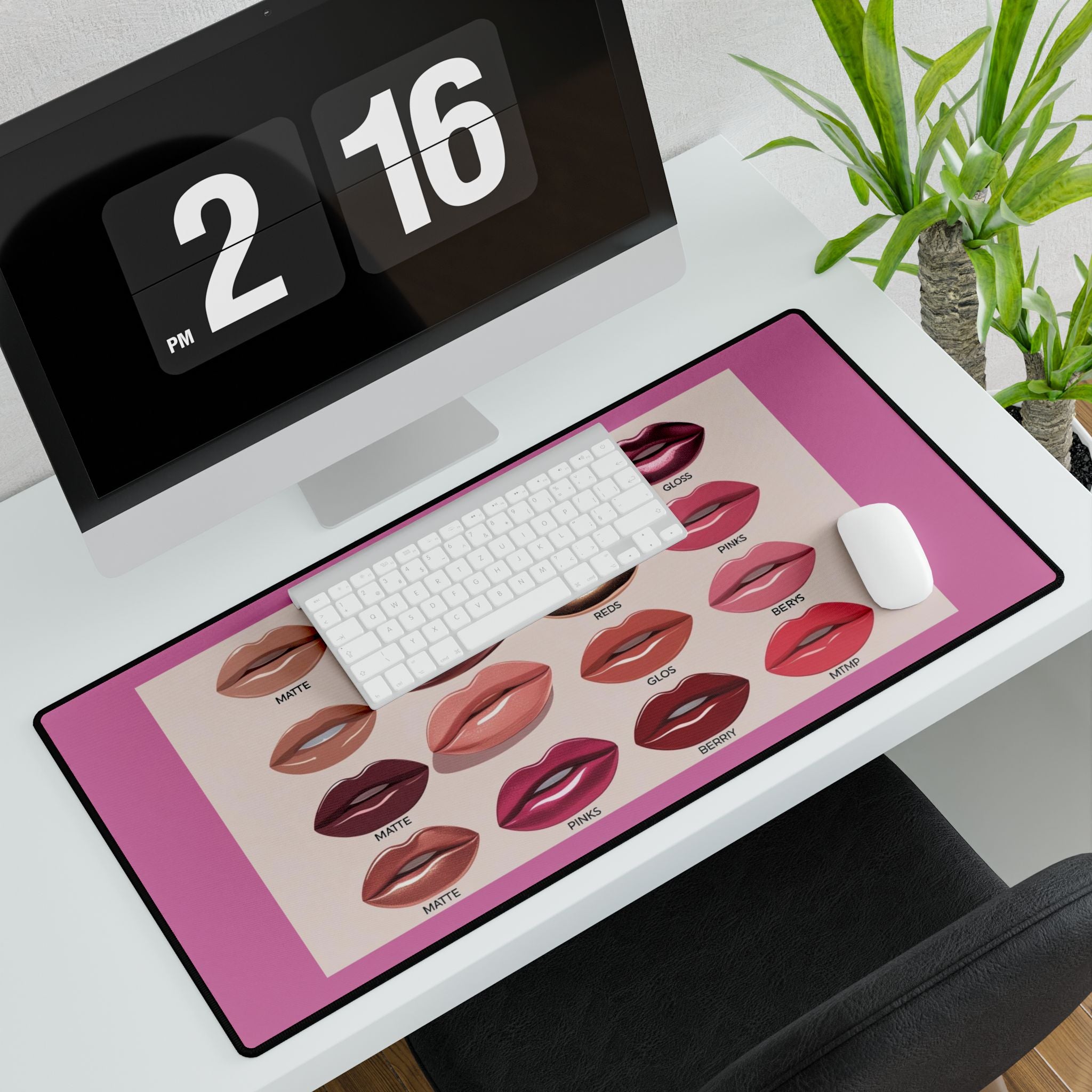 Lippenstiftfarben Schreibtischunterlage Glamouröses Bürodekor in Pink