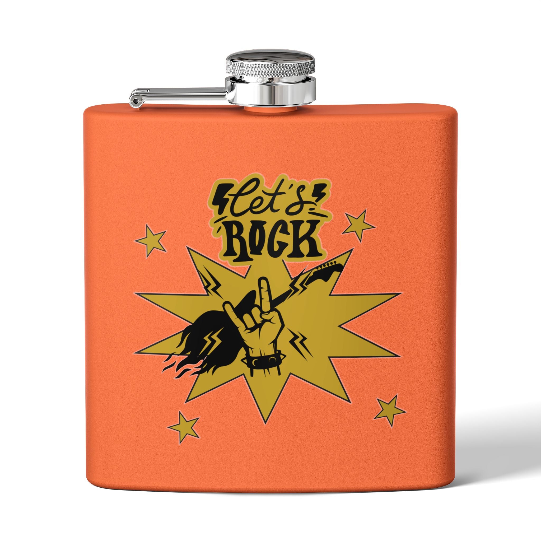 Edelstahl-Flachmann „Rock On“ – 170 ml „Let’s Rock“-Design für Musikliebhaber orange