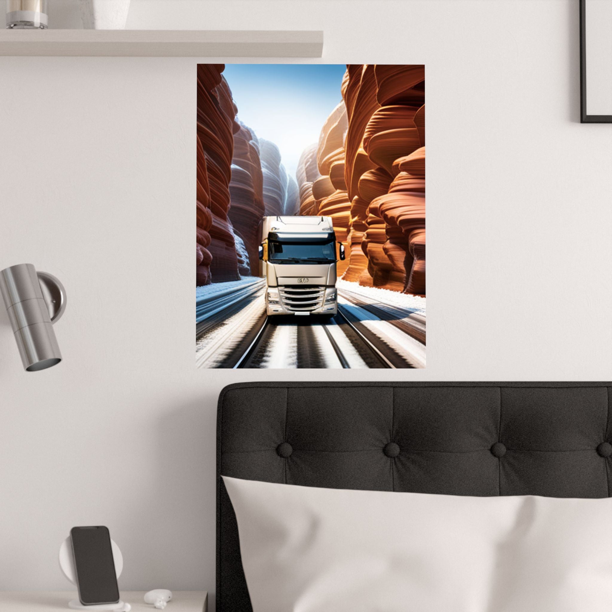 Satin Poster Kunst, Truck Landschaft Wanddekoration Fantasie Bild