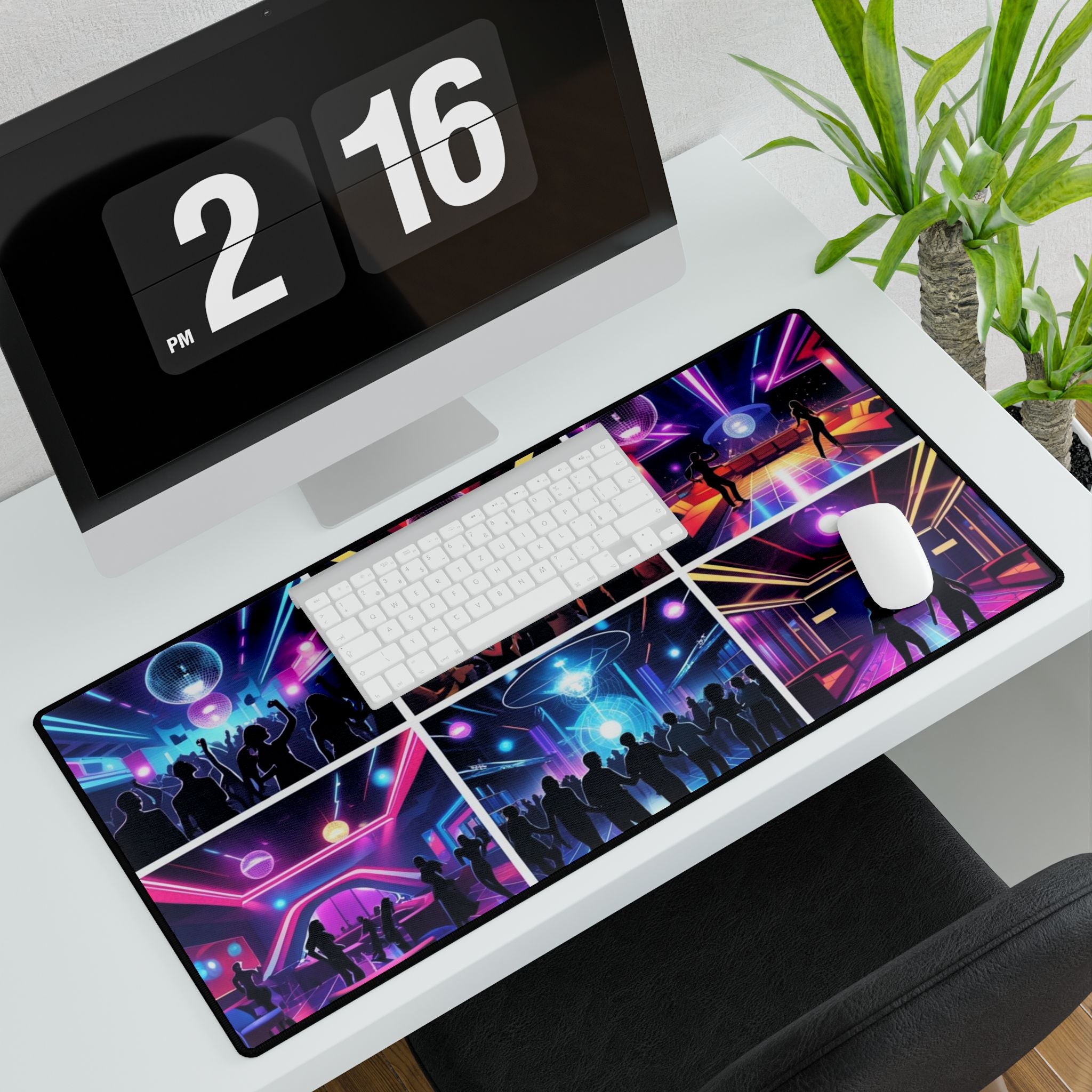 Schreibtischunterlagen mit Neon-Vibe stilvolles Bürozubehör liegt auf den Tisch