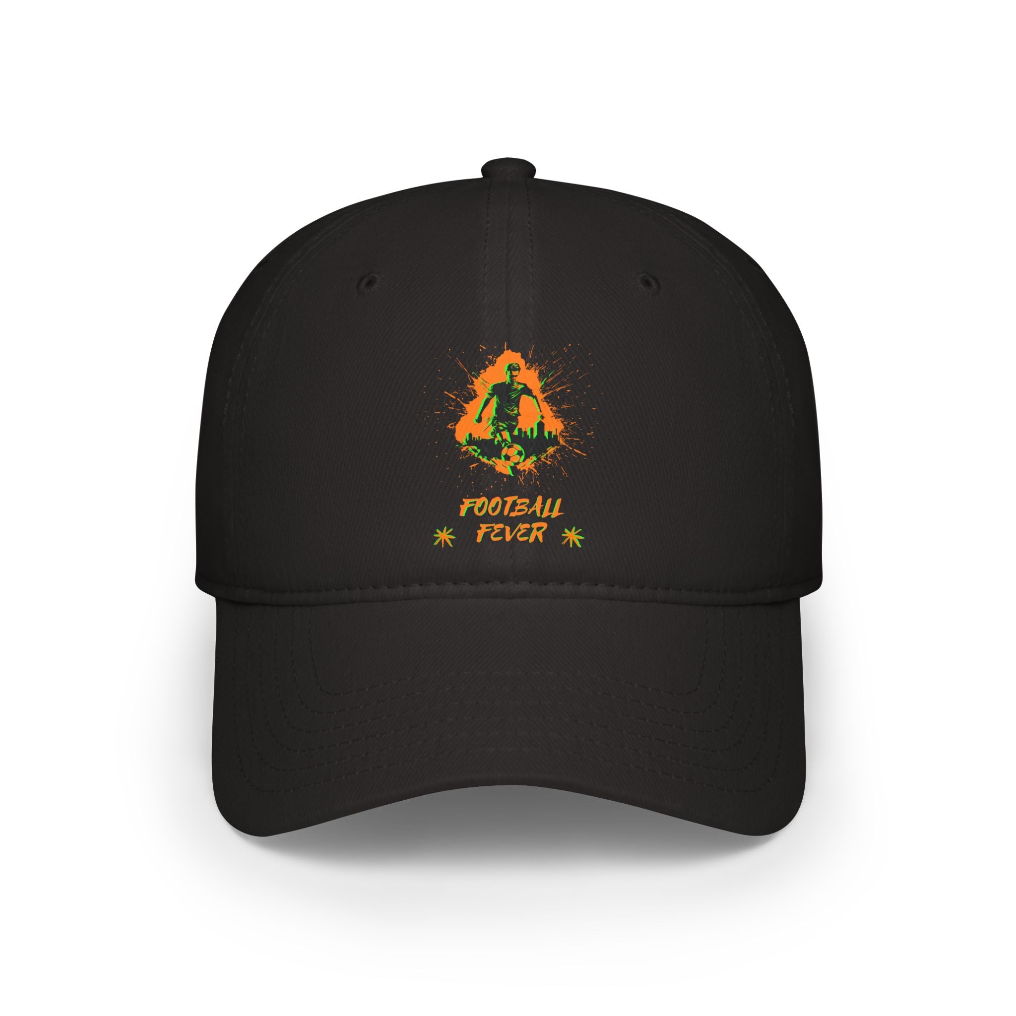 Low Profile Baseball Cap mit ein Fußball Design in Schwarz