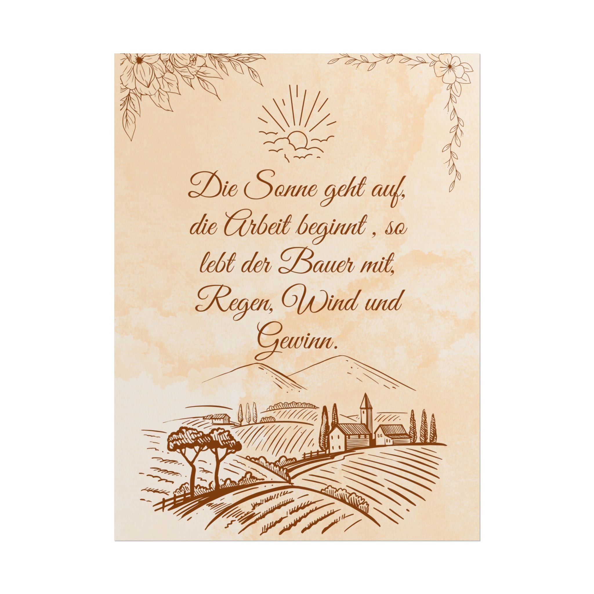 Rustikales  Bauernhaus -Rollposter, Vintage- Wandkunst ,mit ein Spuch