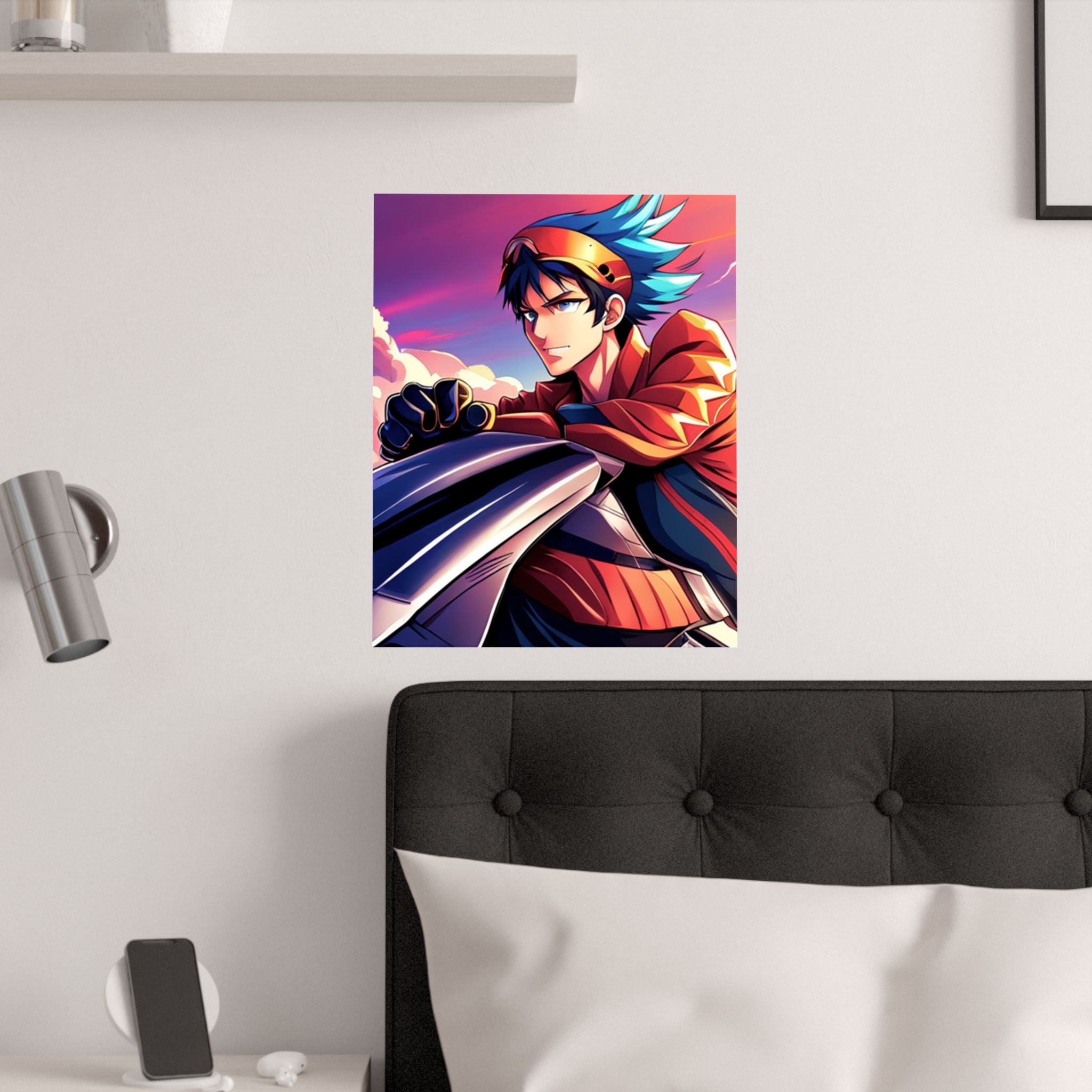 Satin Posterdruck – Lebendige Anime-Kunst zur Dekoration über das Bett