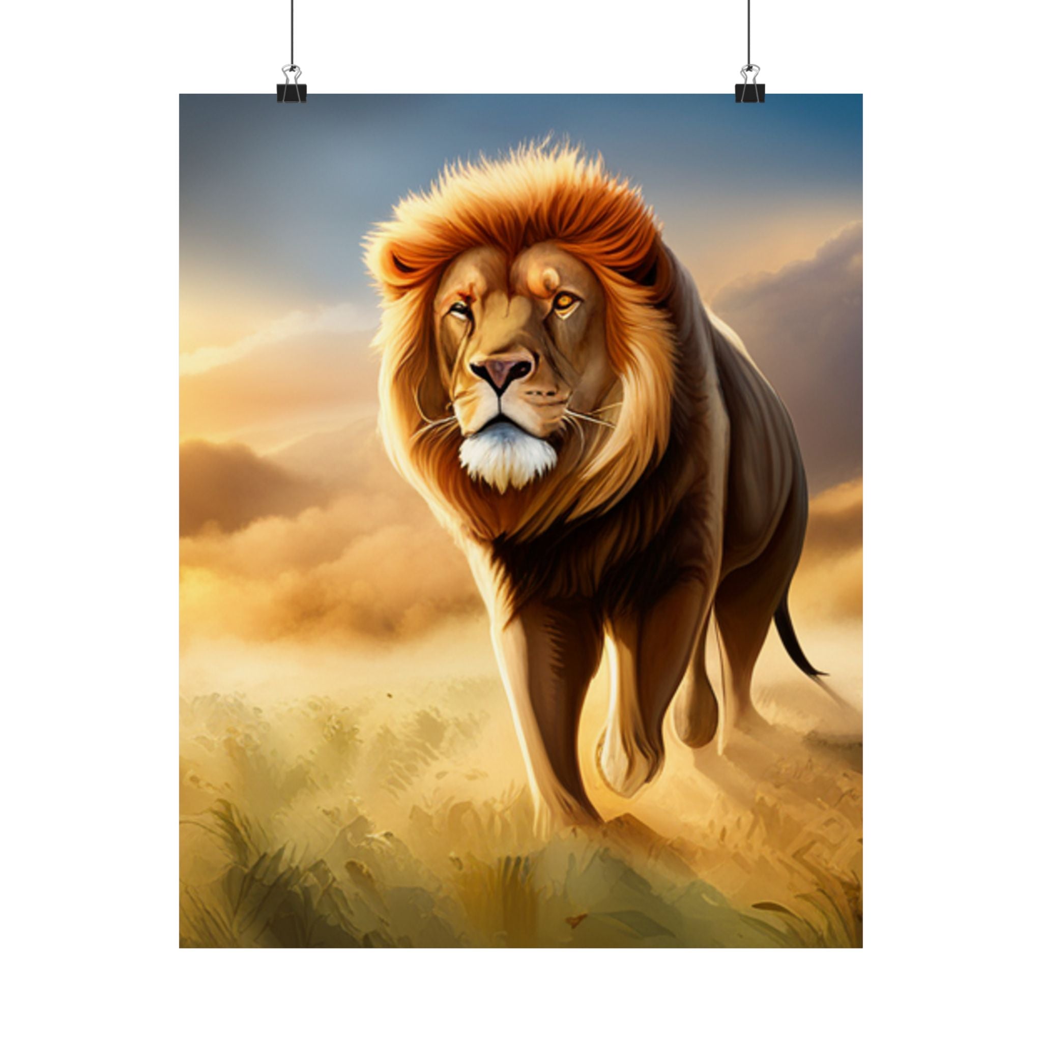 Majestätisches Löwe Satin Poster, Art Deco, Wandkunst